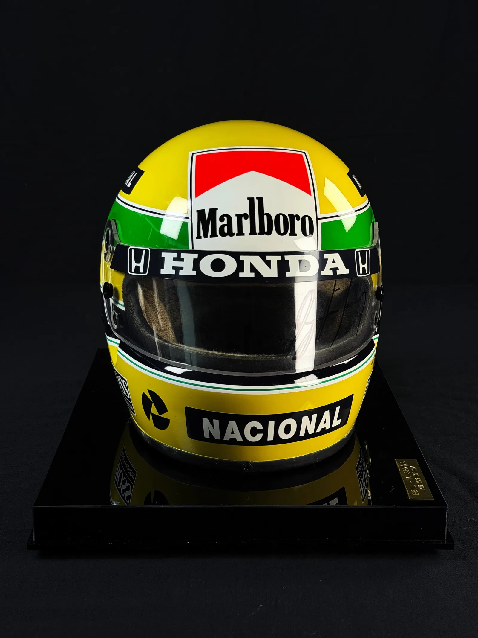 Ayrton Senna autógrafo em viseira – clássico de 88, Bell n°223 de 250, Ayrton Senna