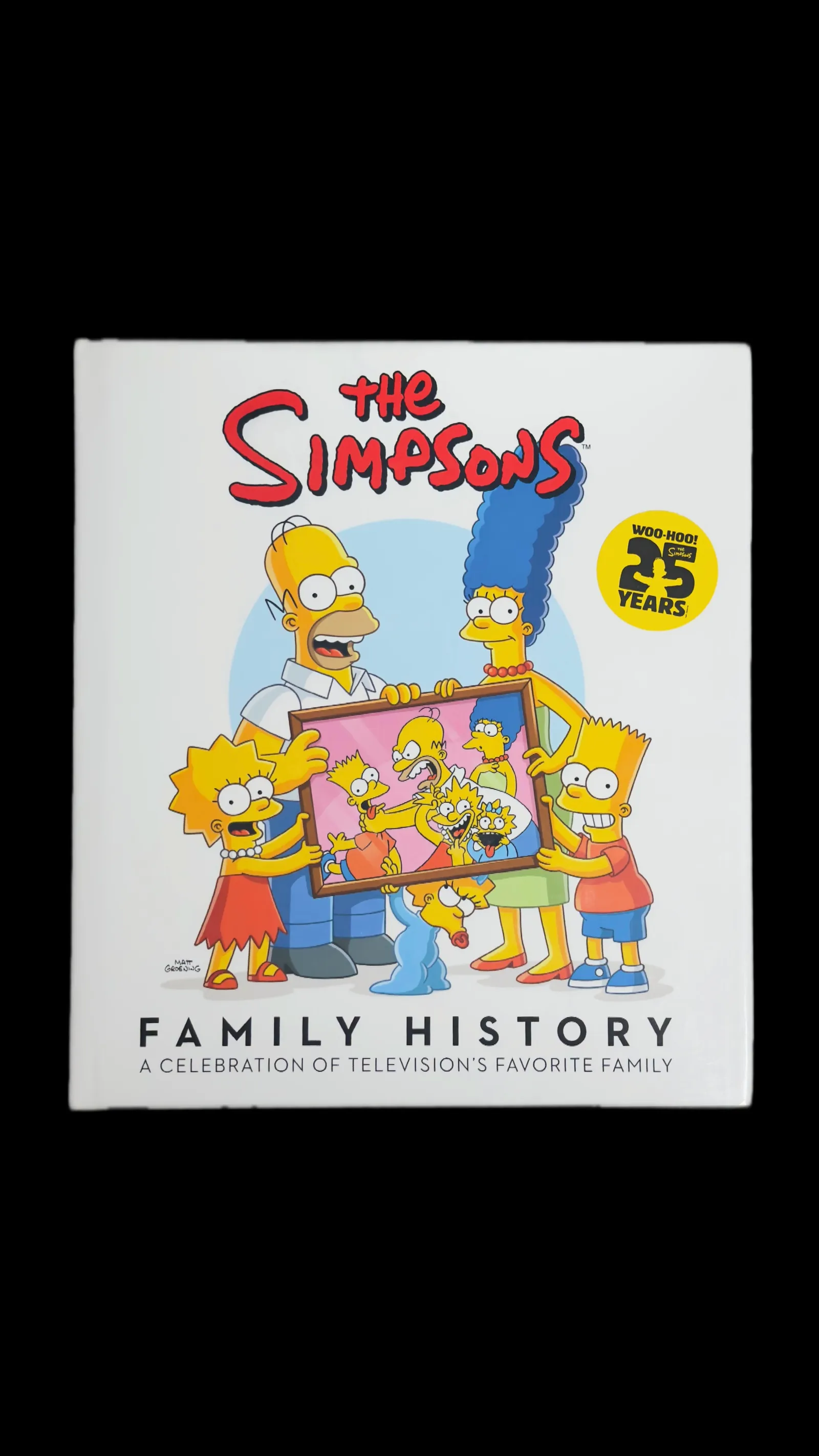Matt Groening autógrafo – Livro The Simpsons Family History com desenho de Bart Simpson, Matt Groening