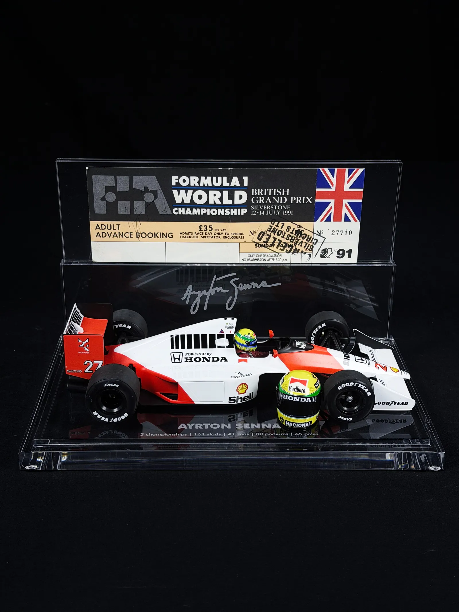 Ayrton Senna autógrafo – ingresso GP da Grã-Bretanha 1991, Ayrton Senna
