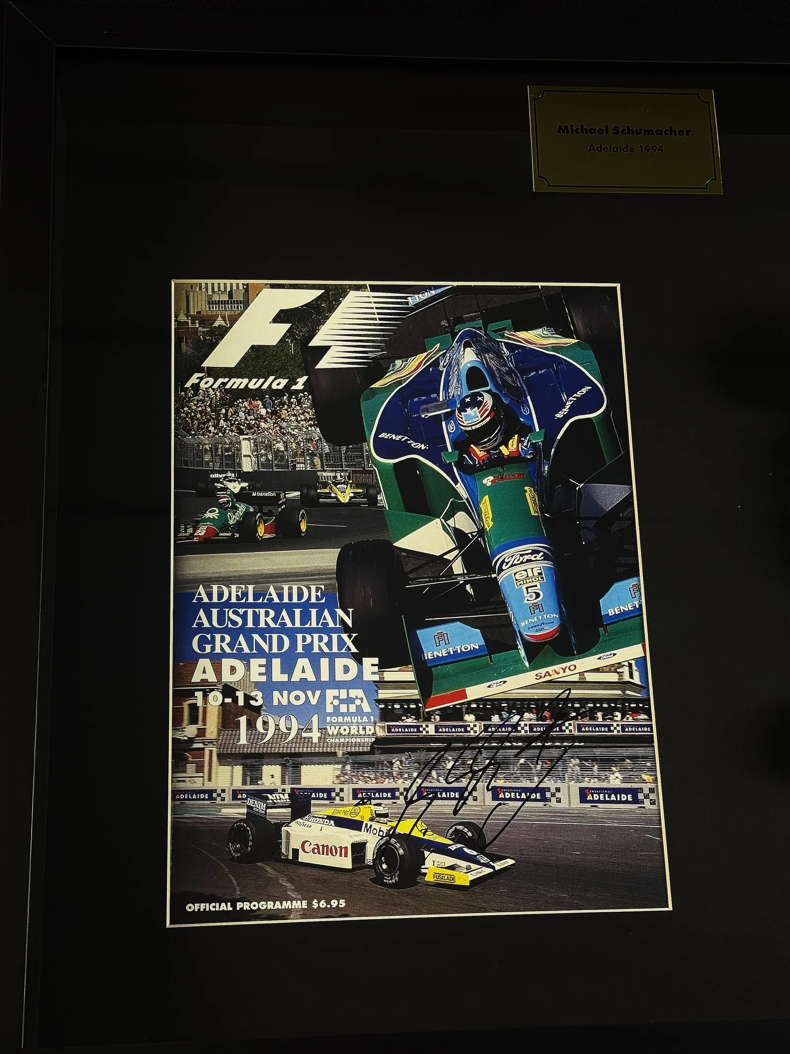 Michael Schumacher – programação oficial do Grande Prêmio Adelaide-Austrália 1994 autografado, Michael Schumacher