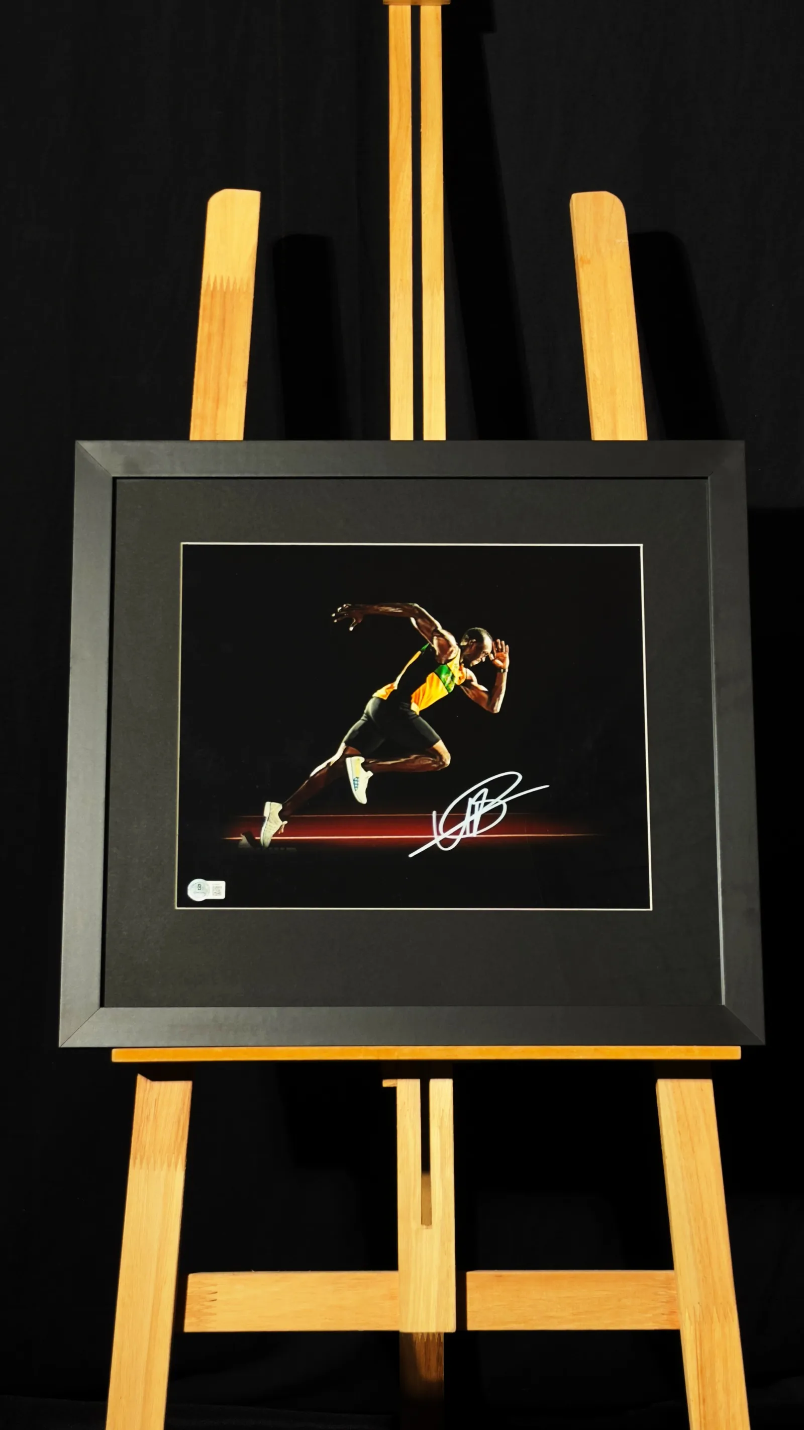 Usain Bolt autógrafo – fotografia emoldurada, Usain Bolt