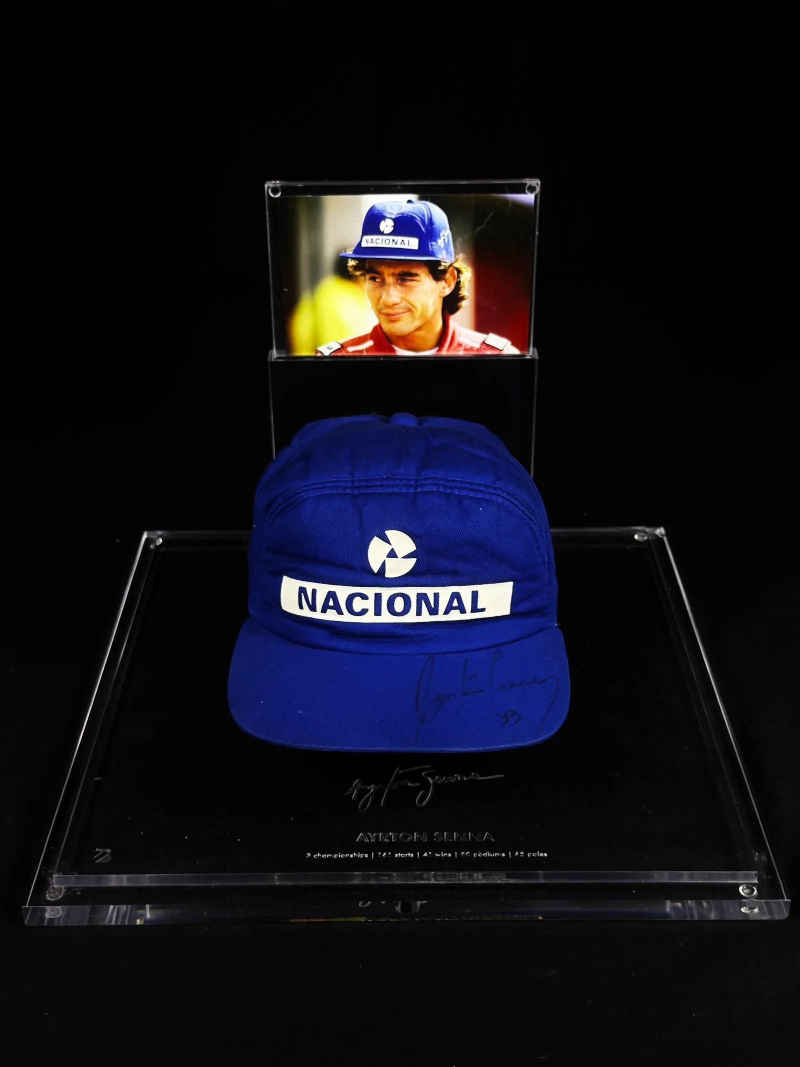 Ayrton Senna autógrafo – boné Nacional, Ayrton Senna