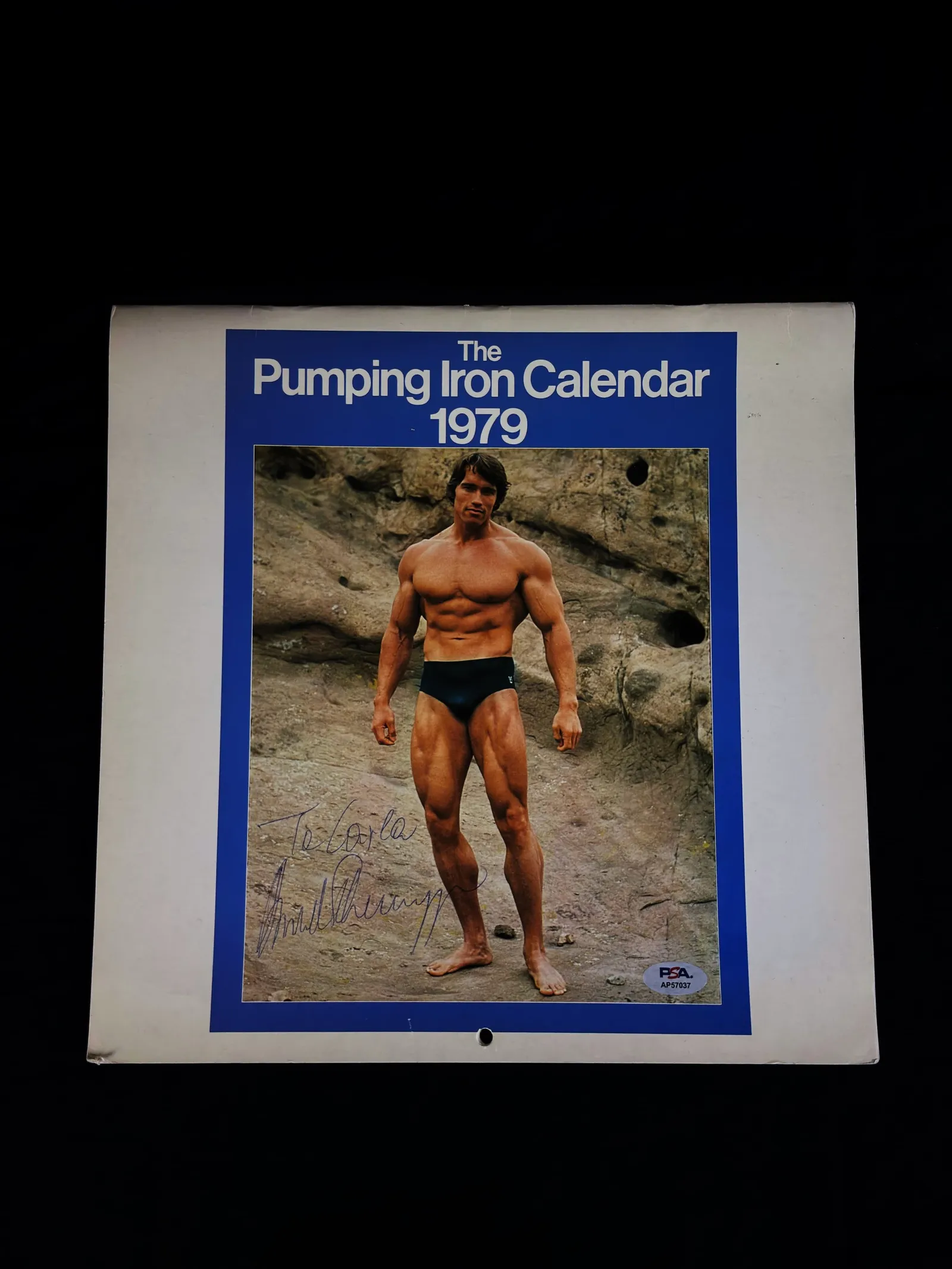 Arnold Schwarzenegger autógrafo – The Pumping Iron Calendar 1979, Arnold Schwarzenegger