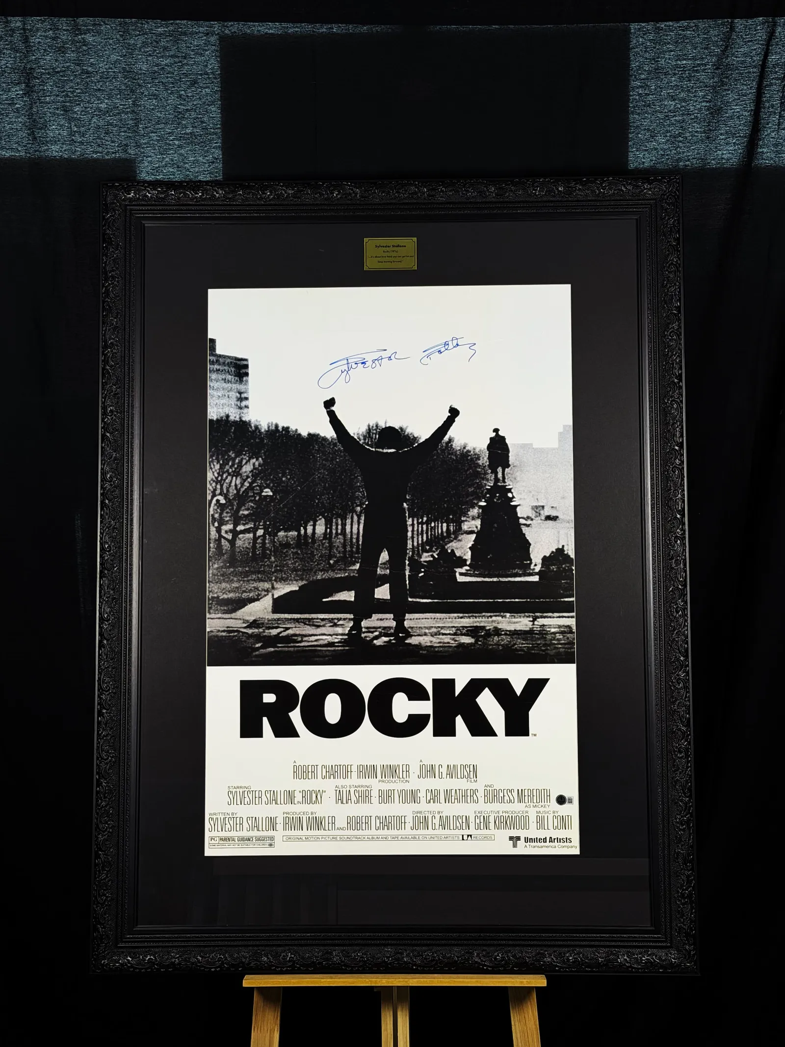 Sylvester Stallone autógrafo – quadro Rocky (1976), Sylvester Stallone