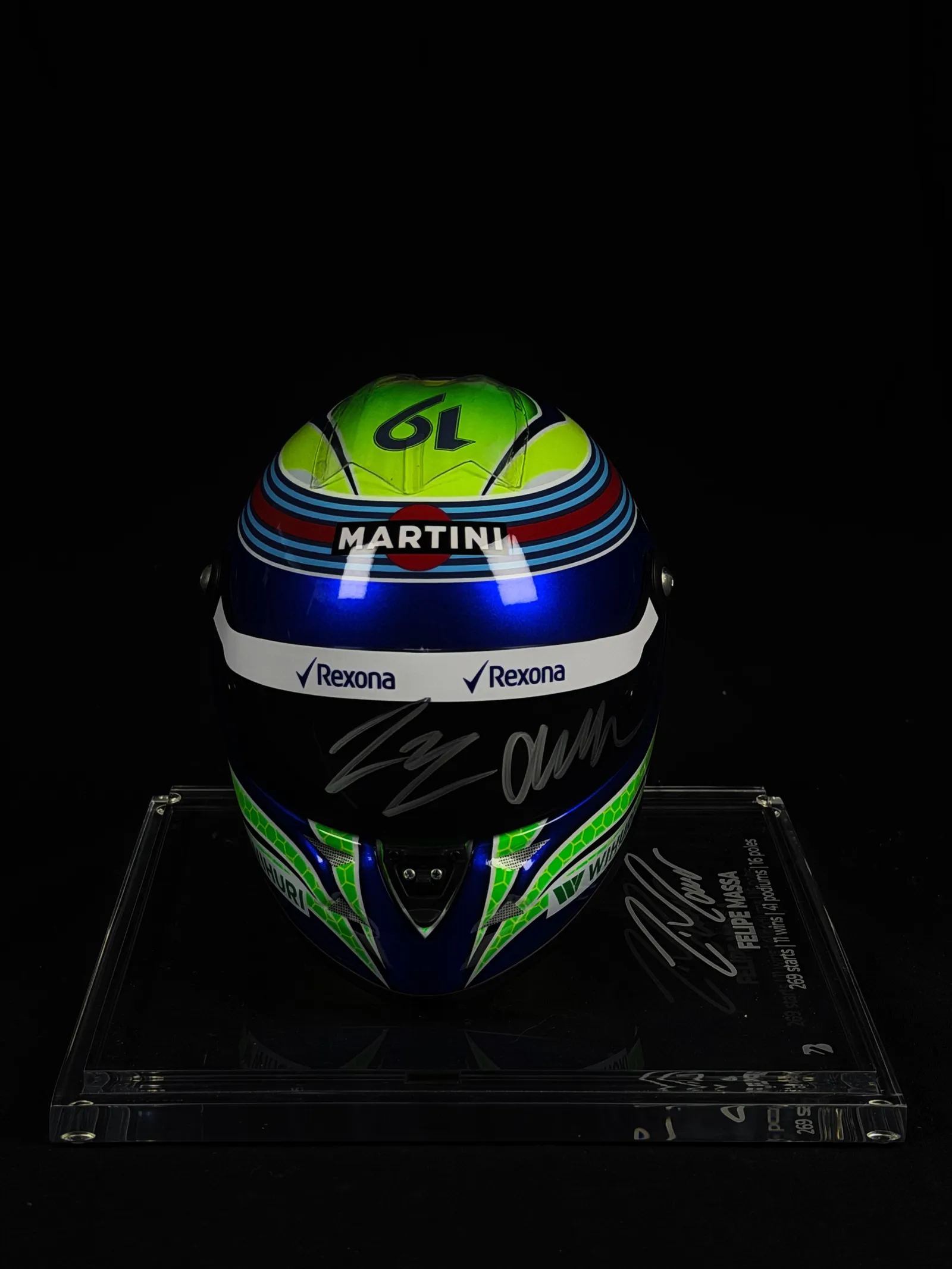Felipe Massa autógrafo – viseira mini capacete Williams, Felipe Massa