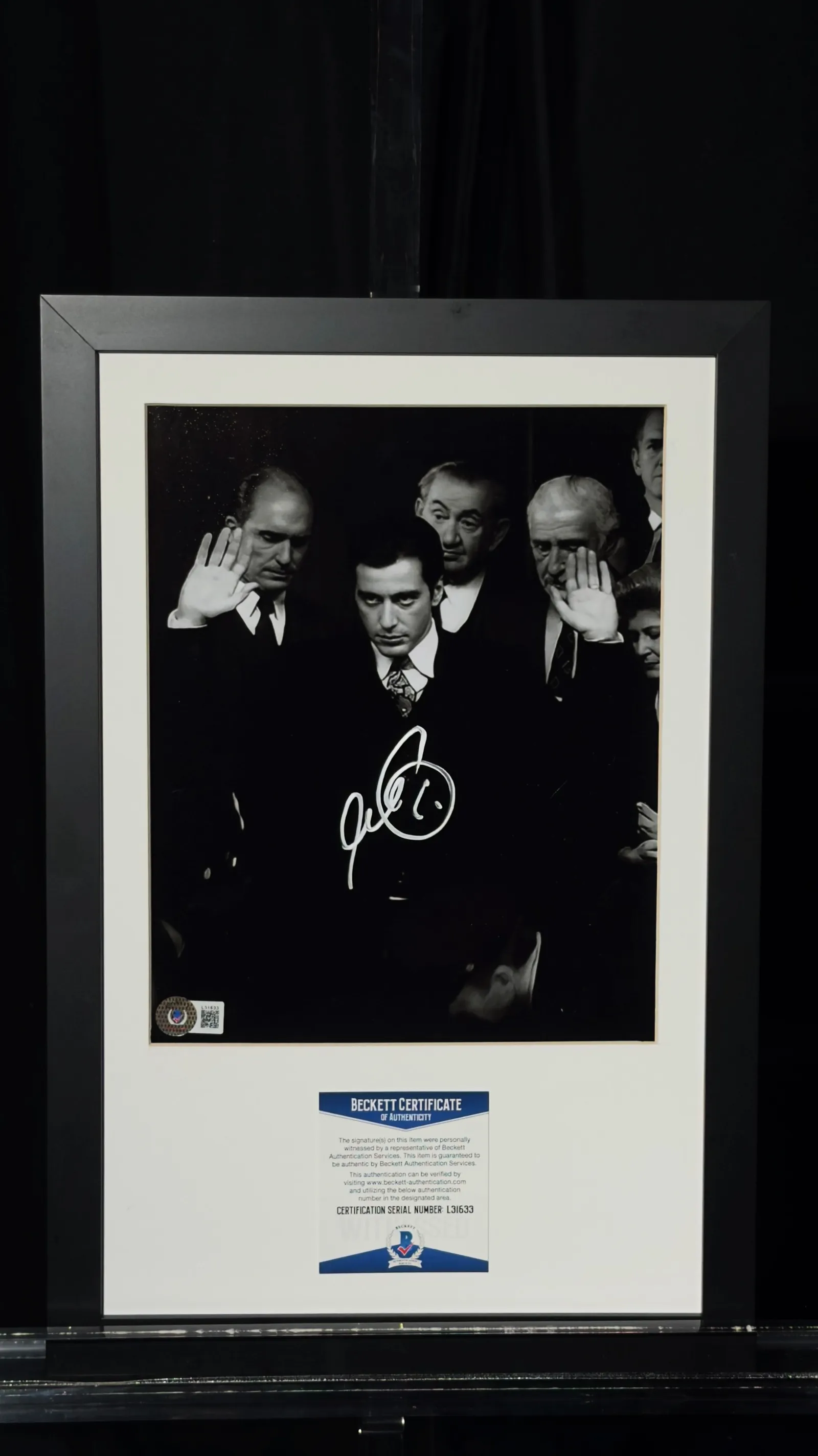 Al Pacino autógrafo – quadro O Poderoso Chefão, Al Pacino