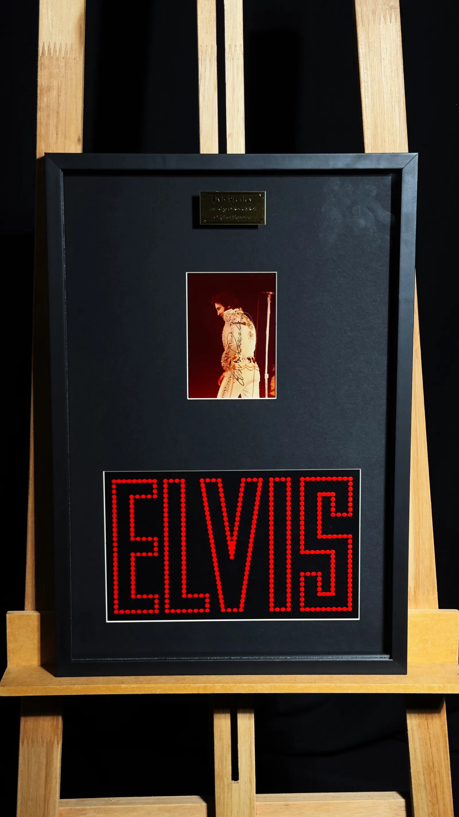Elvis Presley autógrafo – Quadro The King of Rock 'n' Roll, Elvis Presley