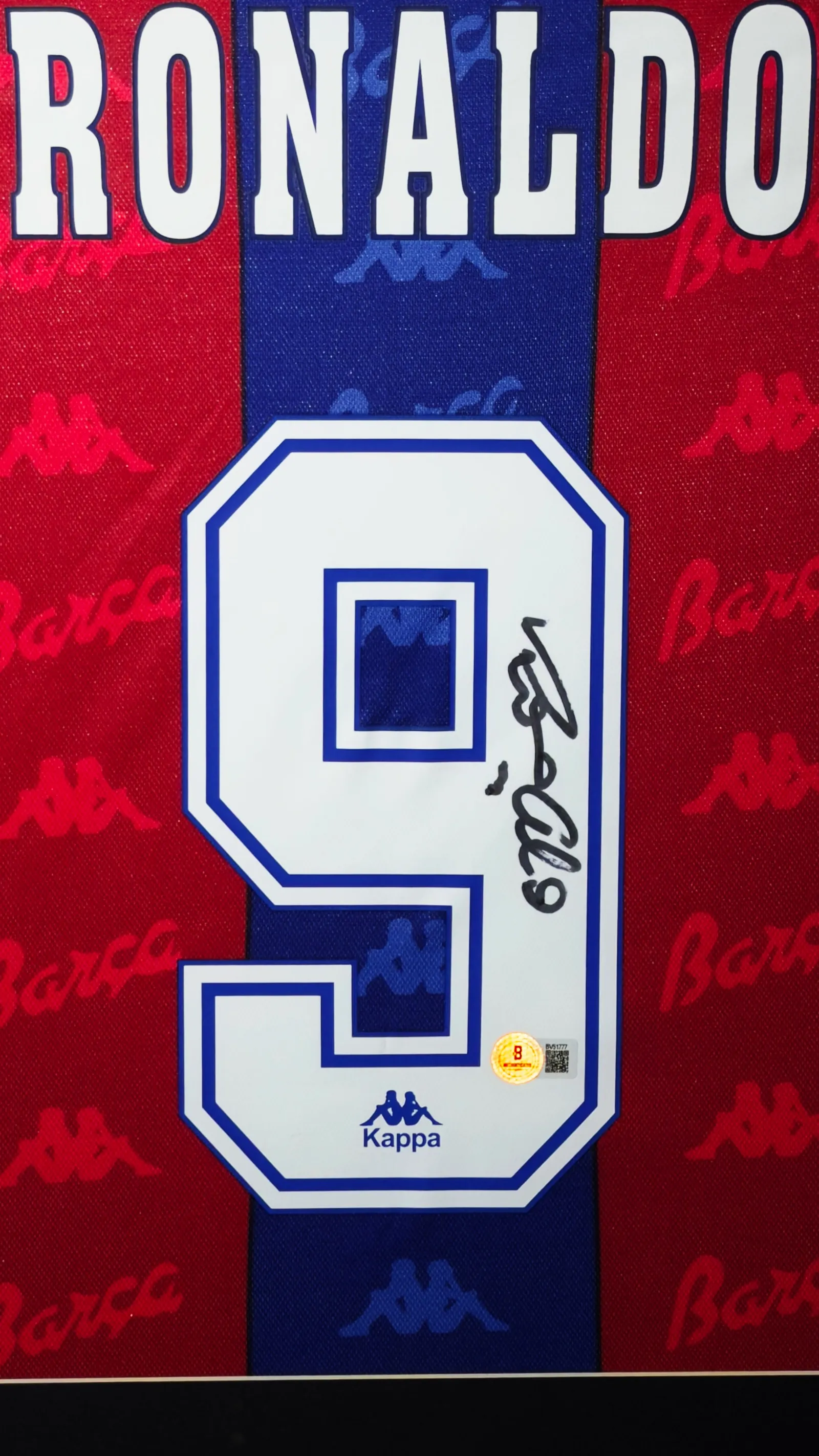 Ronaldo Fenômeno autógrafo – camisa Barcelona 1996/97, Ronaldo Fenômeno