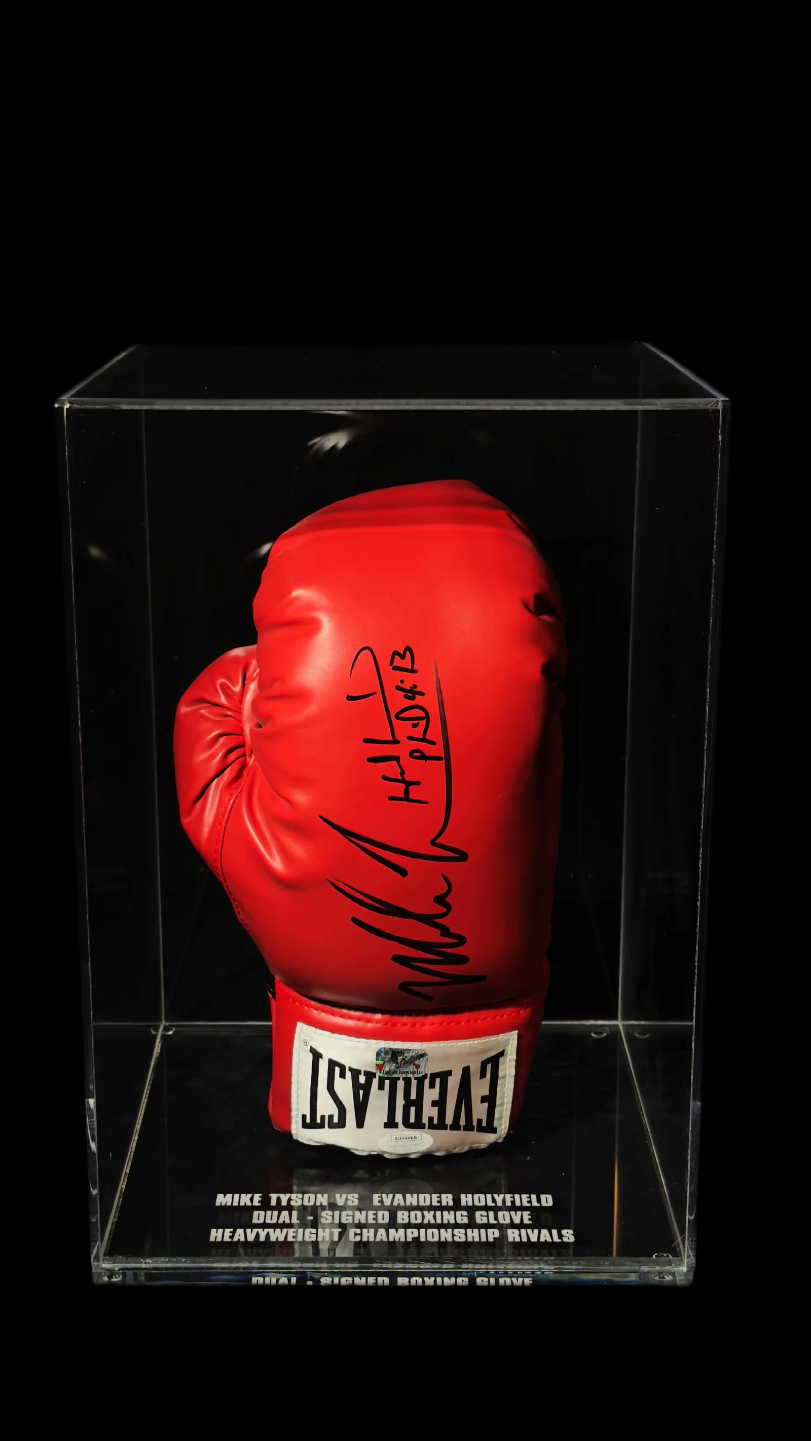 Mike Tyson & Evander Holyfield autógrafo – luva de boxe Everlast, Mike Tyson e Evander Holyfield
