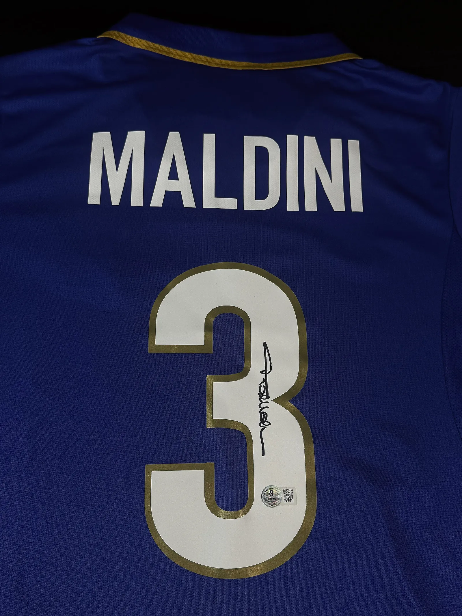 Paolo Maldini autógrafo – camisa da Seleção da Itália, Paolo Maldini