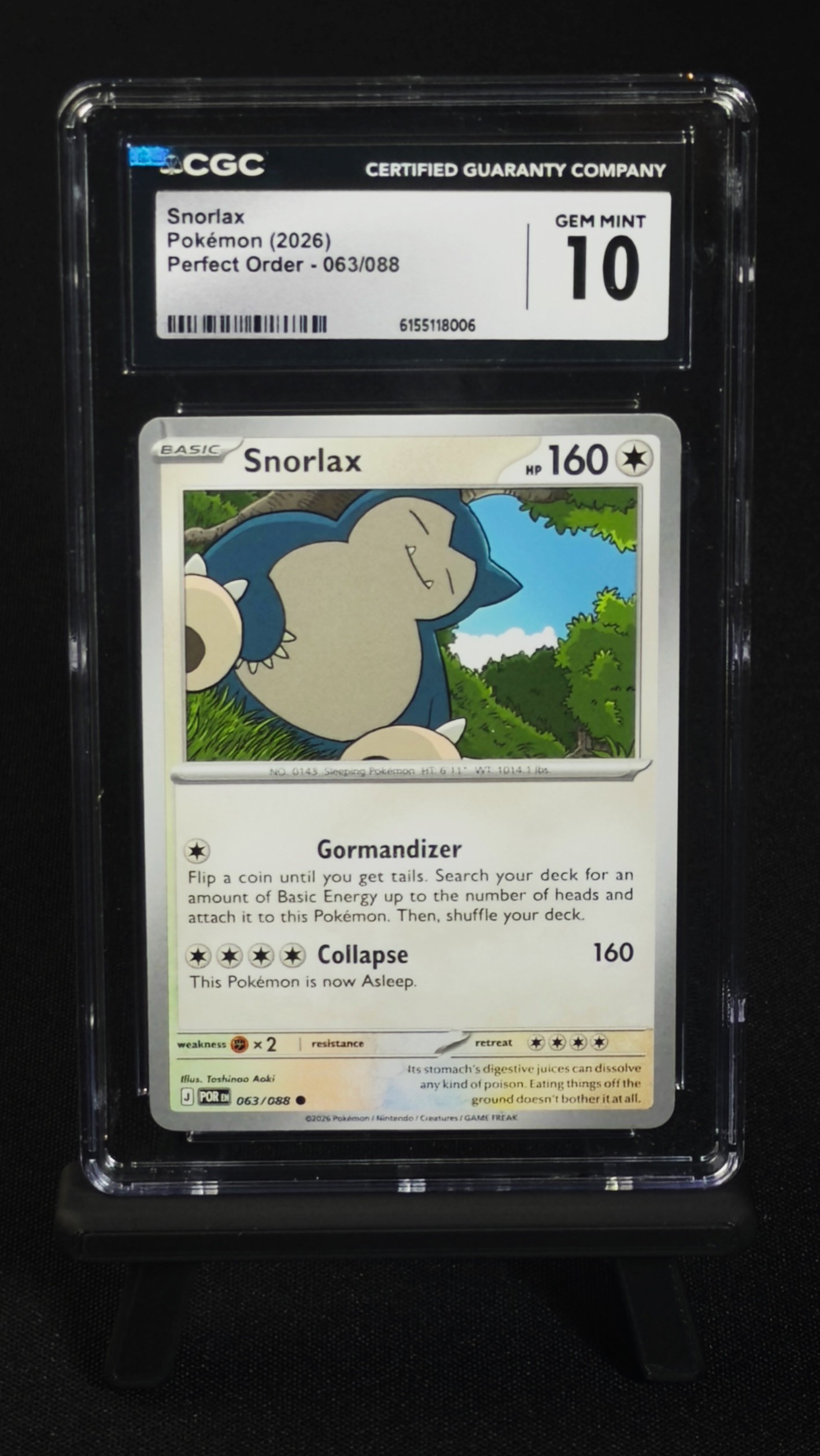 Snorlax 063/088 – Perfect Order 2026 CGC 10, Snorlax