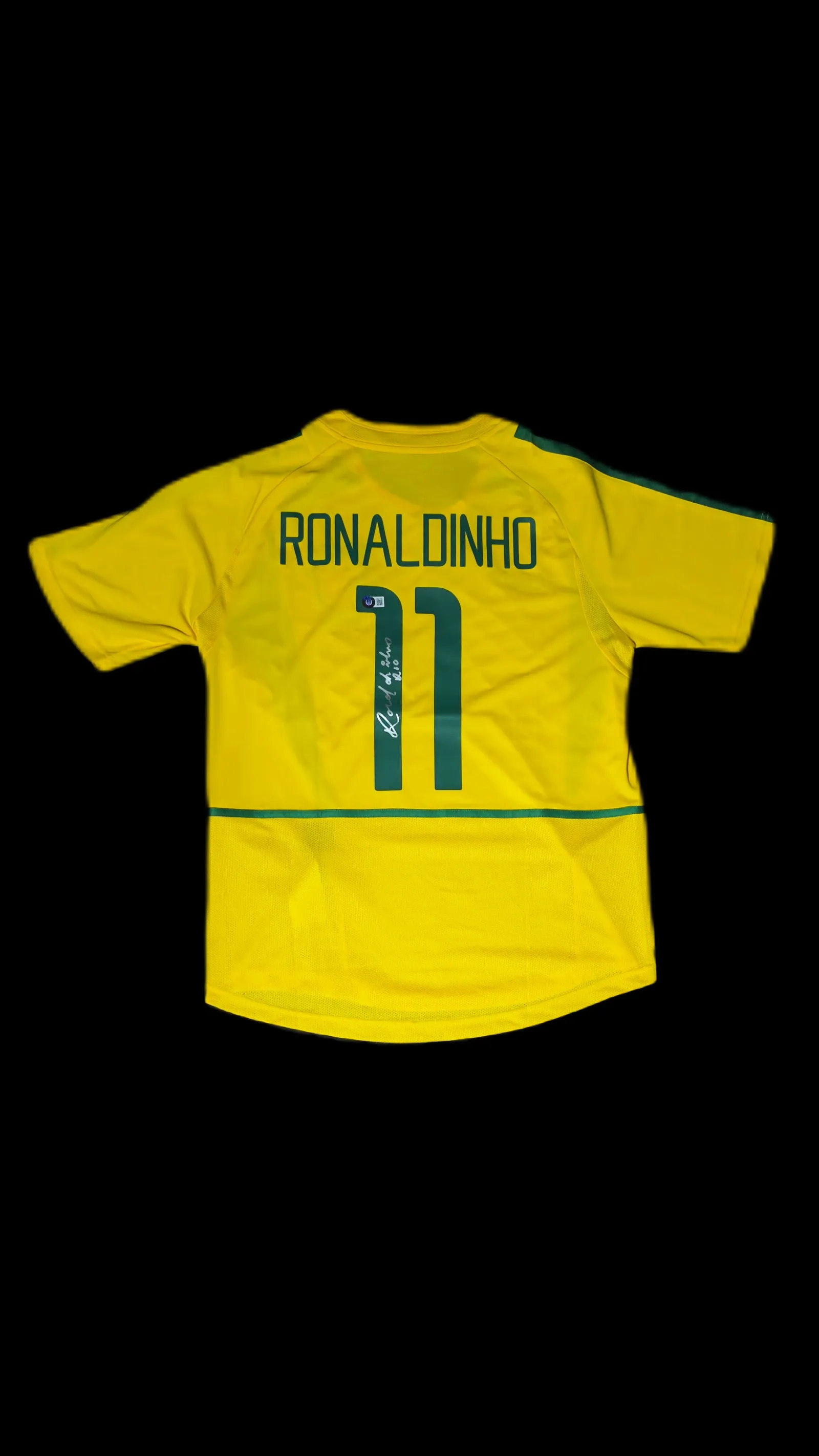 Ronaldinho autógrafo – camisa Brasil 2002, Ronaldinho Gaúcho
