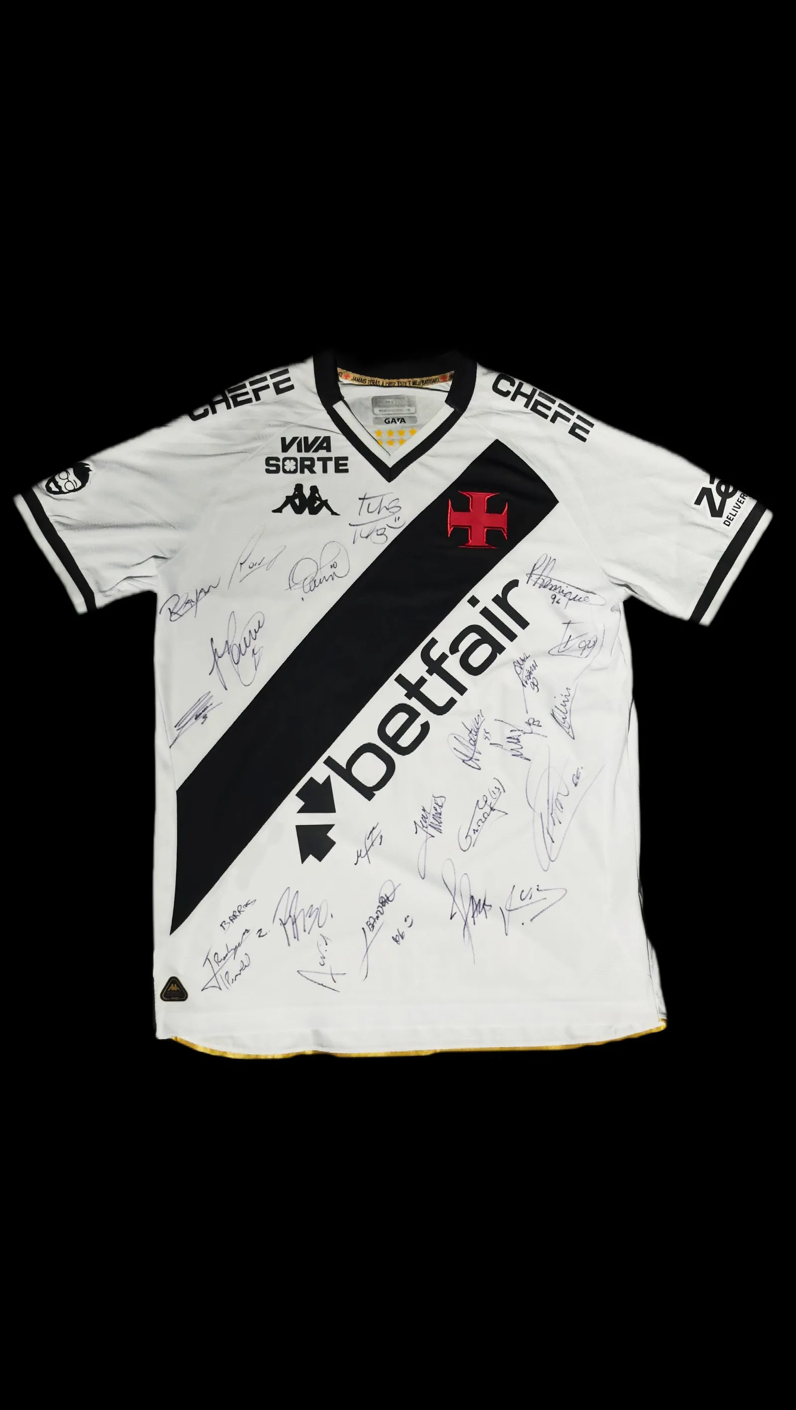 Camisa Vasco autografada pelo elenco – temporada 2025 preparada para jogo, Vasco da Gama