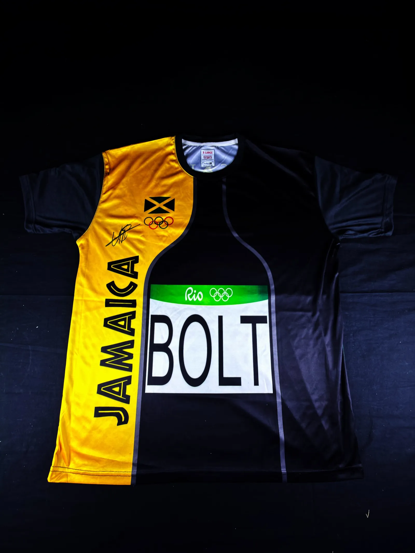 Usain Bolt autógrafo – camisa Rio, Jamaica, Usain Bolt