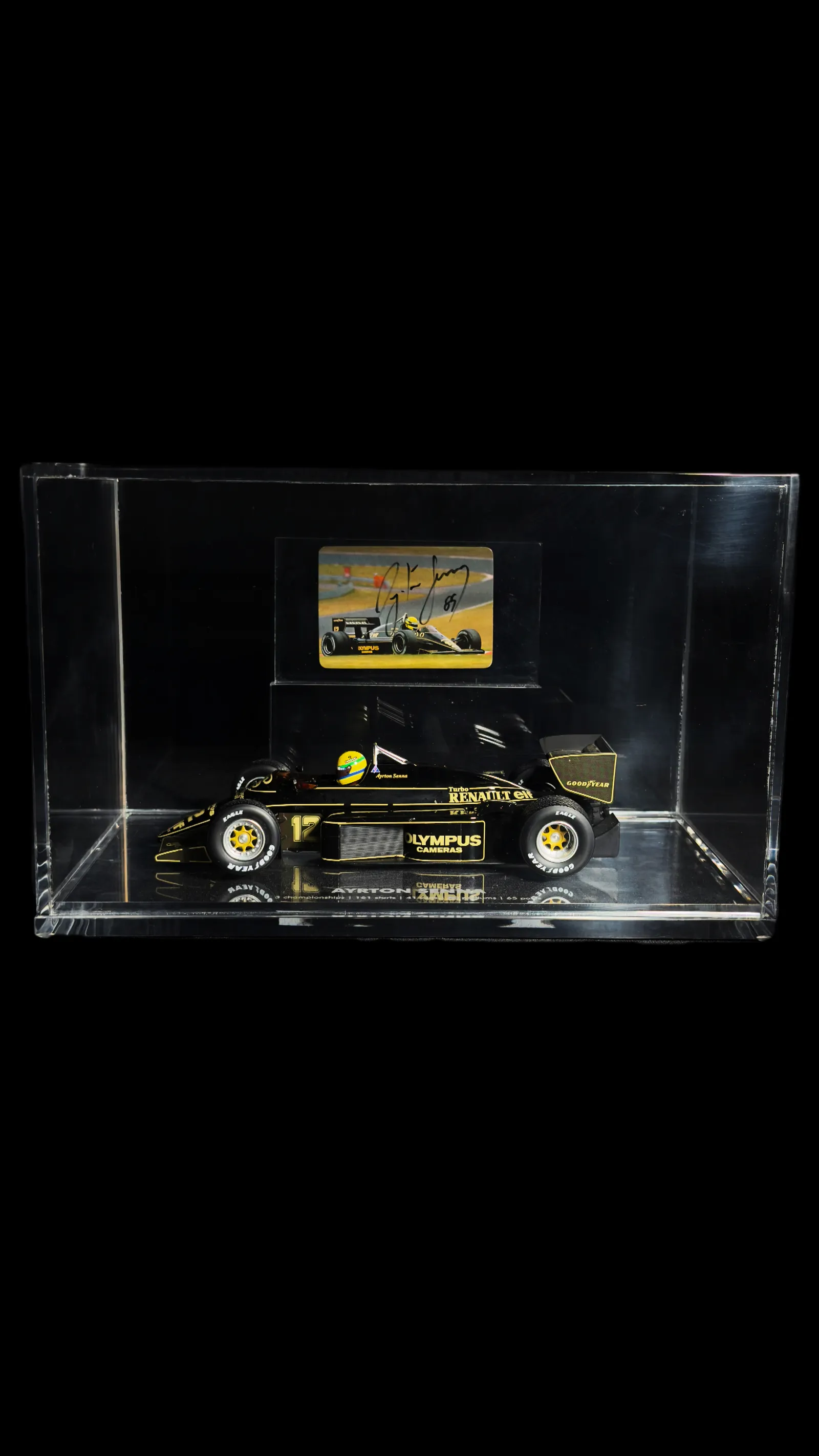 AYRTON SENNA AUTÓGRAFO – CARD AUTOGRAFADO E MINIATURA LOTUS 97T 1985, Ayrton Senna