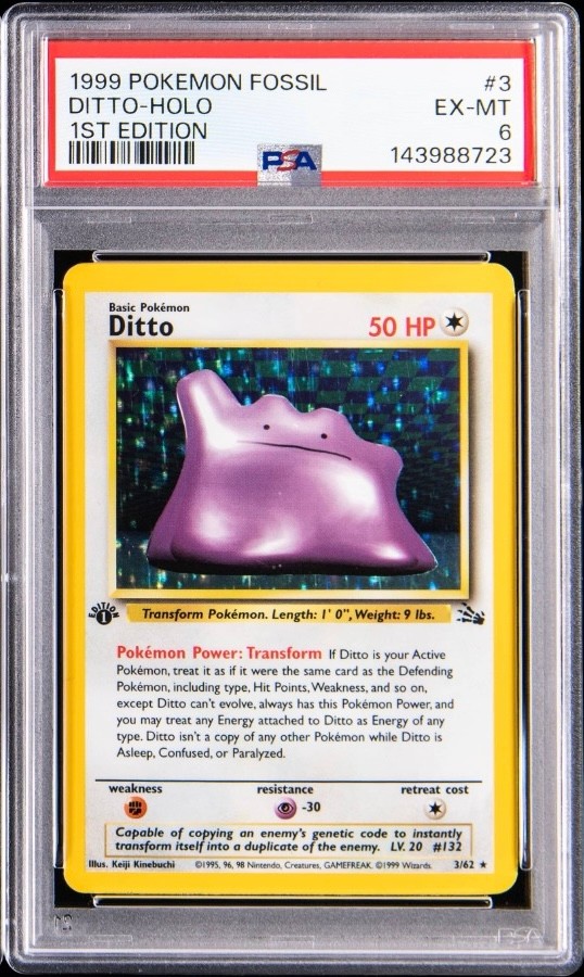 Ditto Holo 1st Edition PSA 6 – Fossil 1999, Ditto