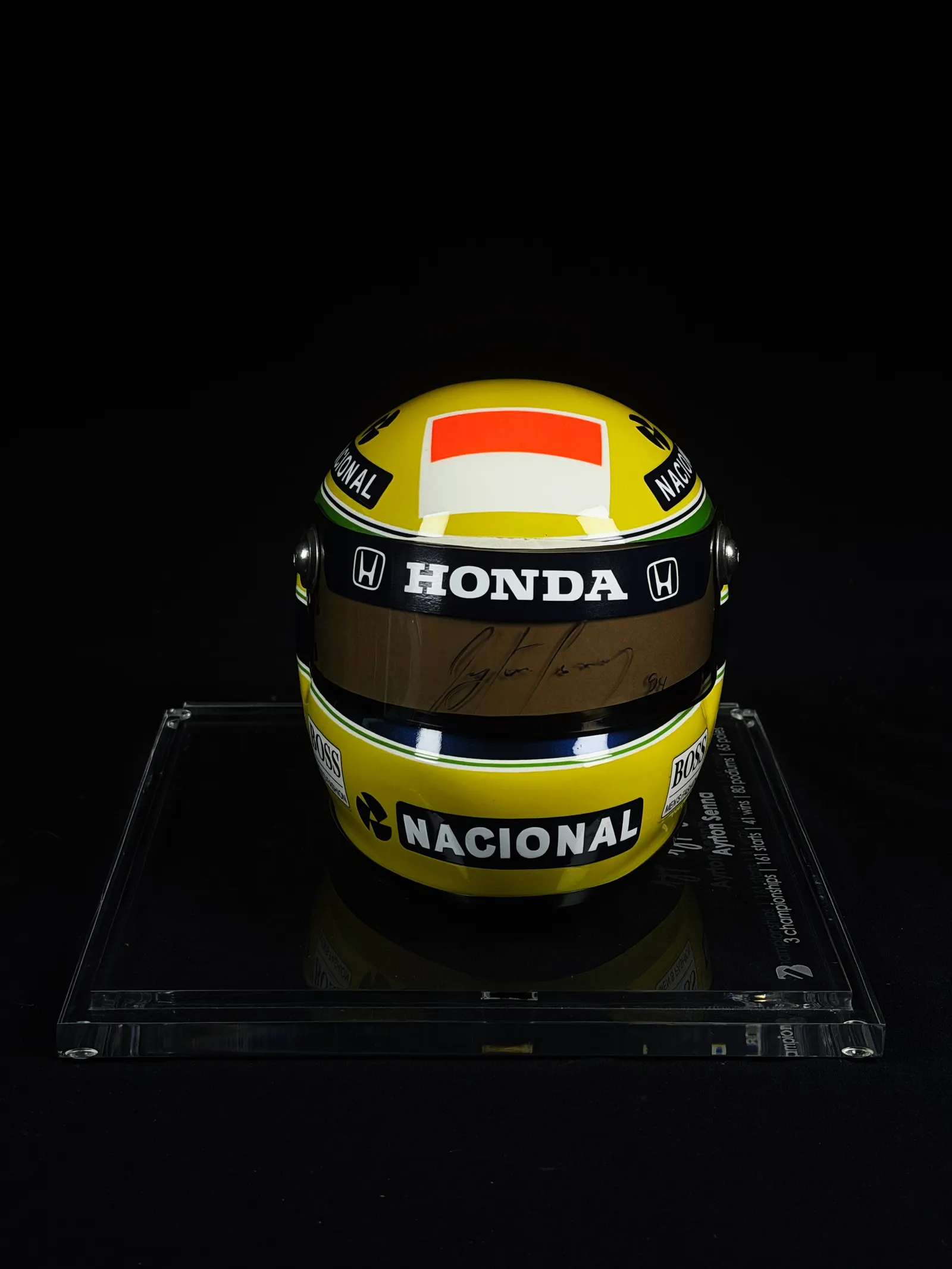 Ayrton Senna autógrafo – mini capacete, Ayrton Senna