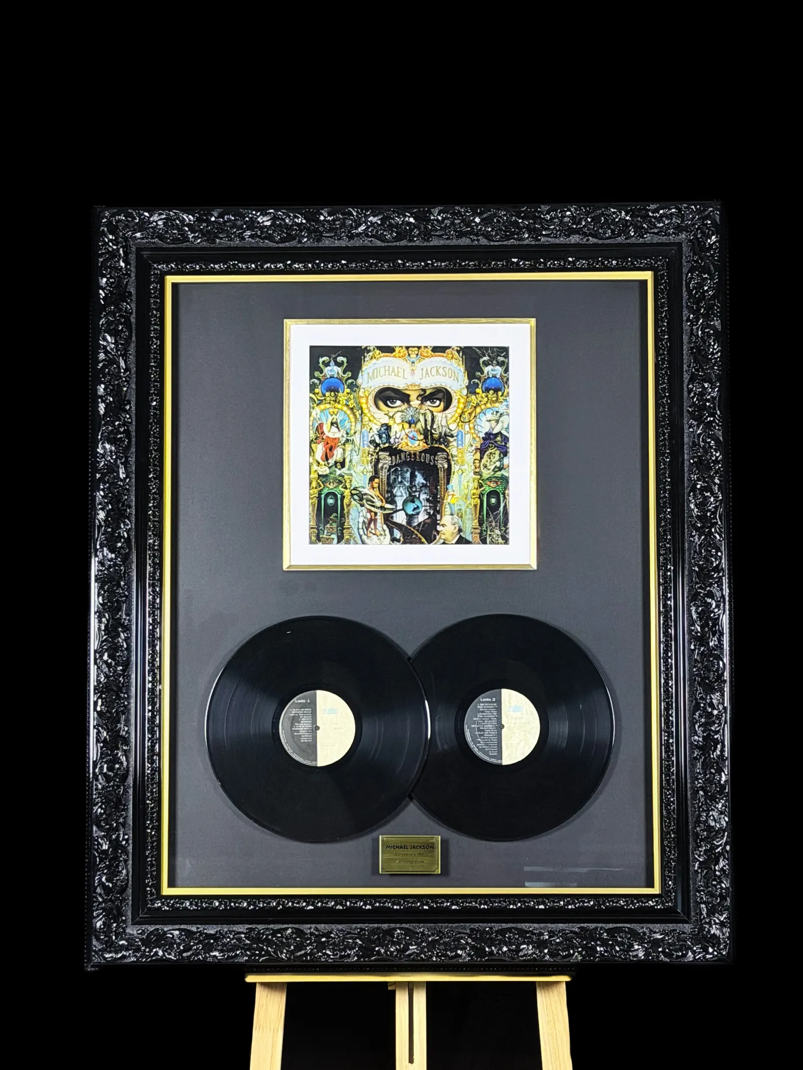 Michael Jackson autógrafo – quadro Dangerous em vinil duplo, Michael Jackson