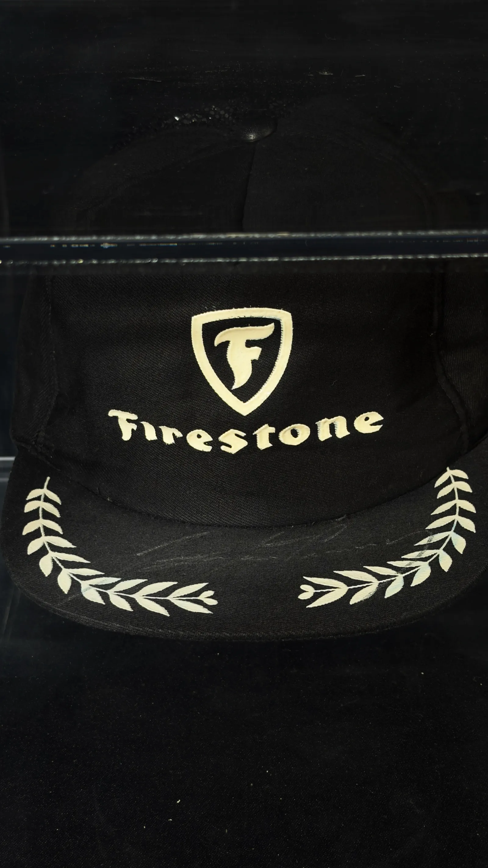 Ayrton Senna autógrafo – boné Firestone, Ayrton Senna