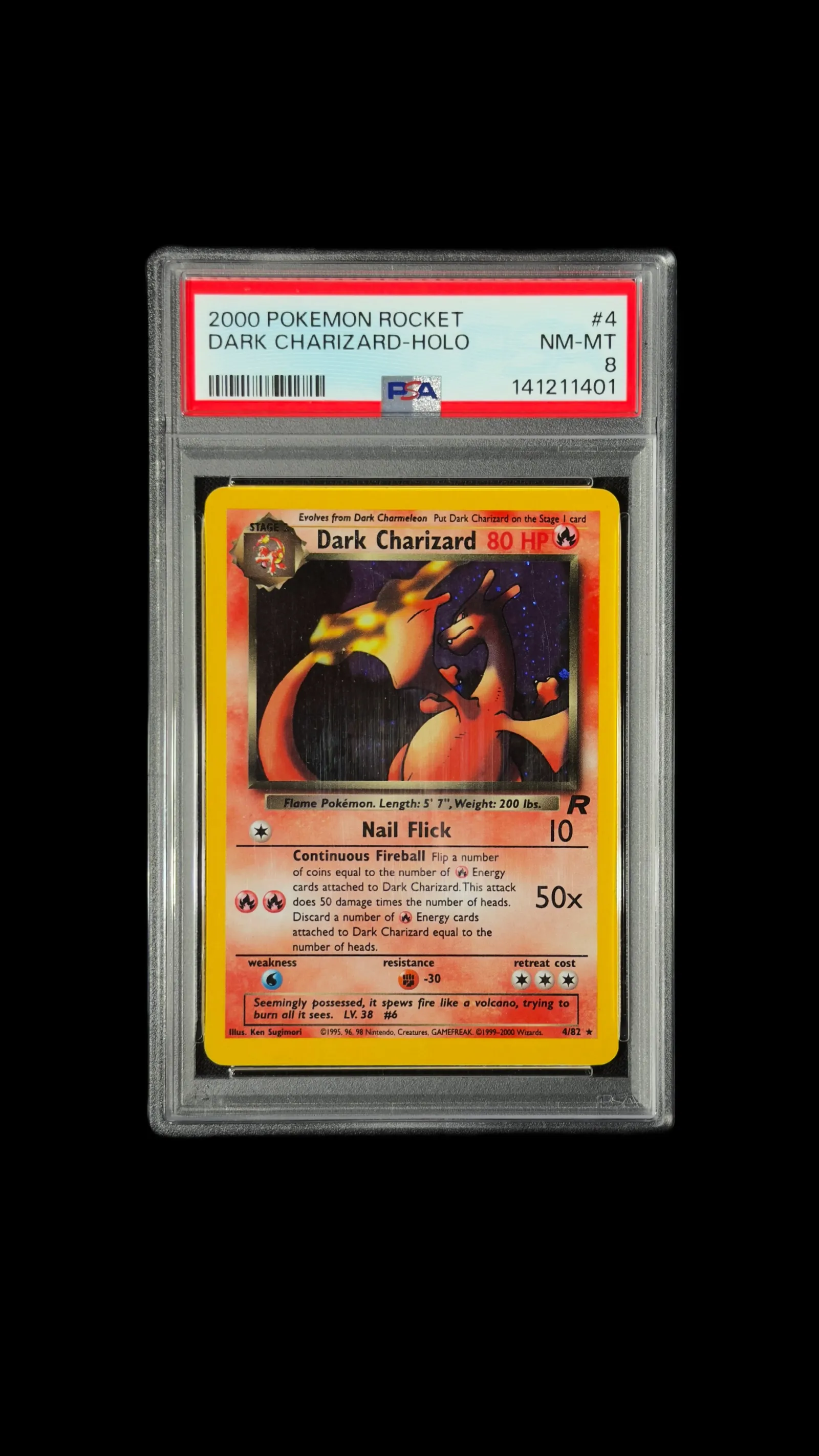 Dark Charizard Holo PSA 8 – Team Rocket 2000, Dark Charizard