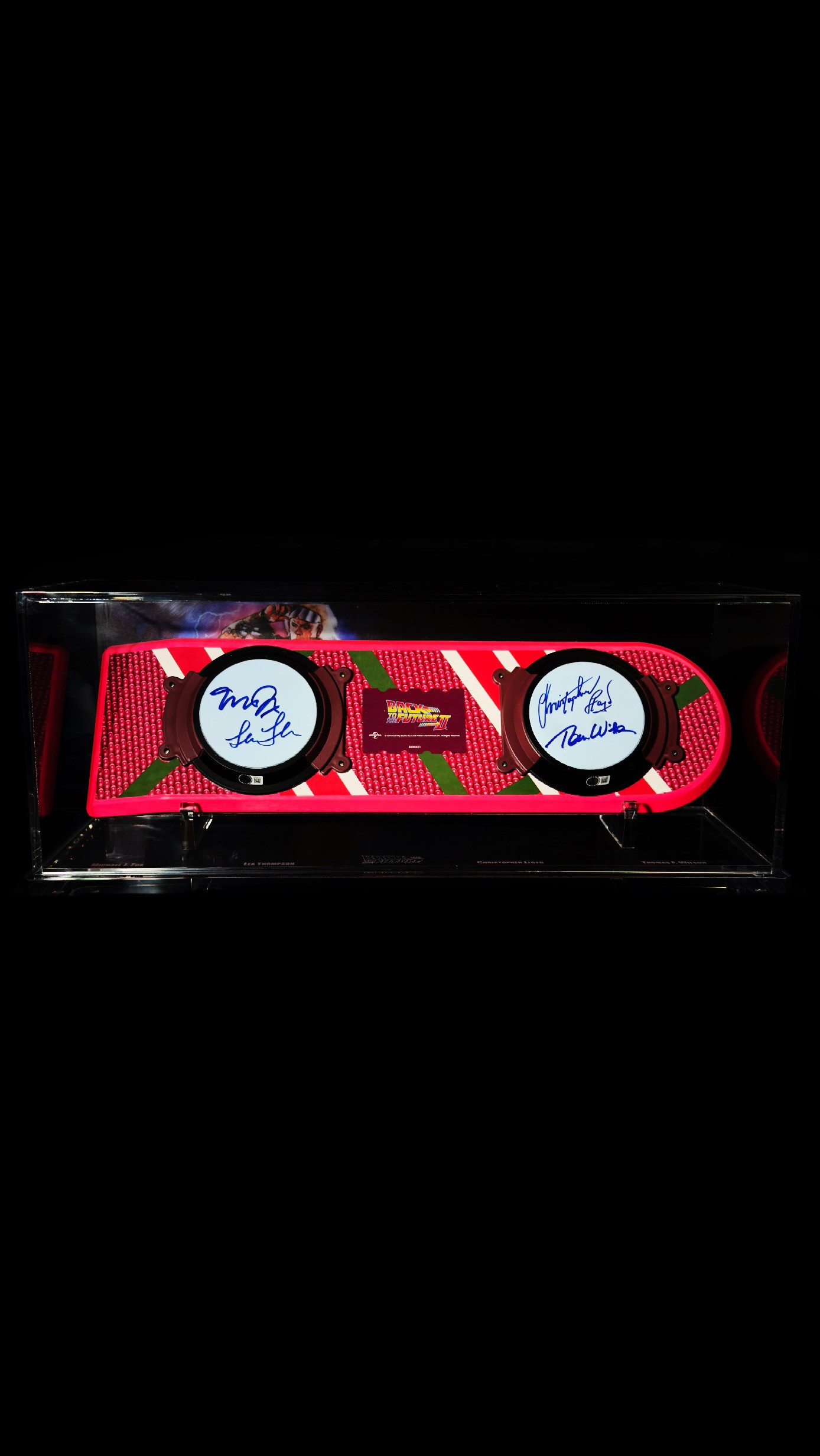 Elenco principal – hoverboard “Back to the Future Part II” autografado, De Volta para o Futuro