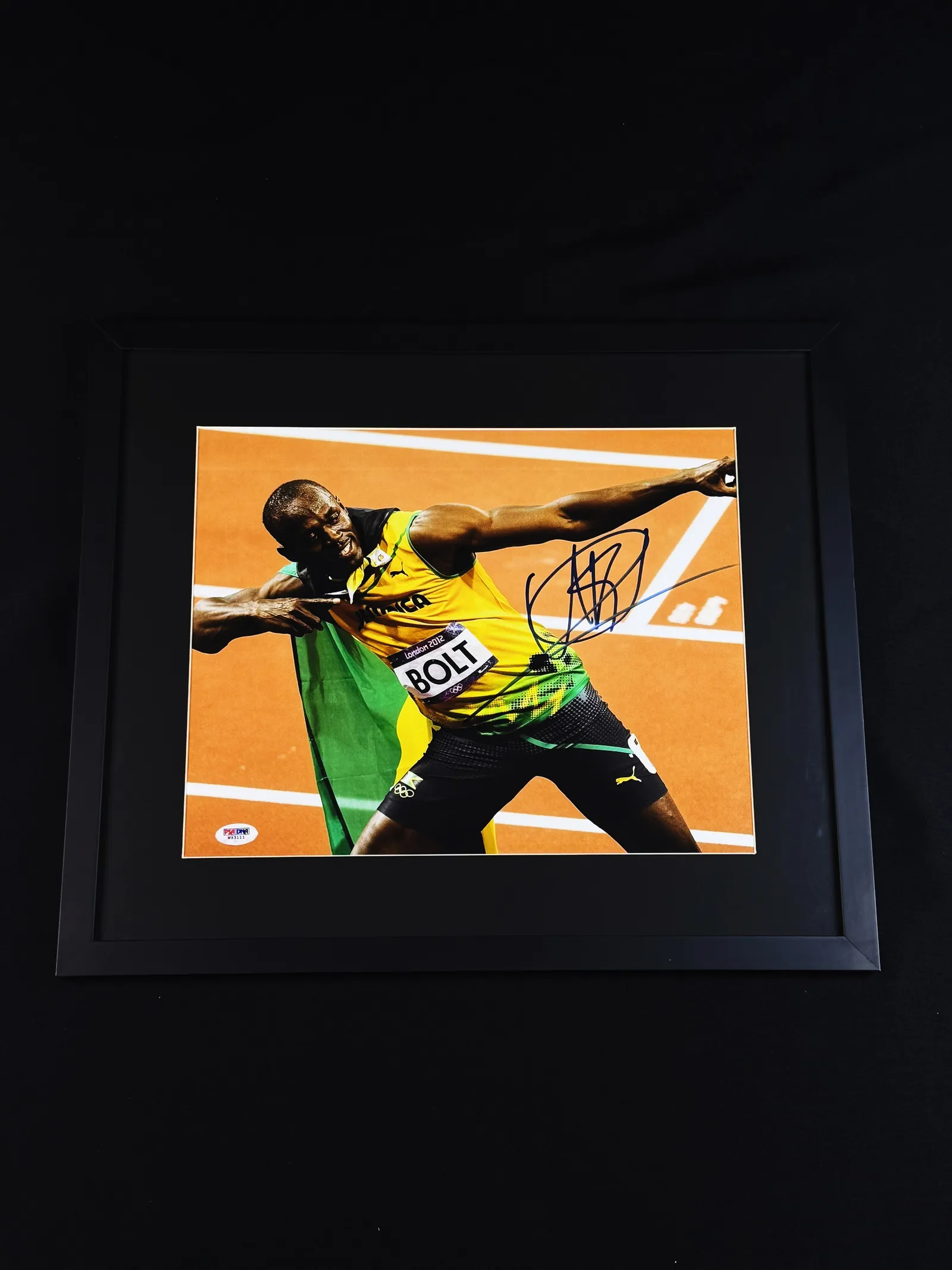 Usain Bolt autógrafo – foto emoldurada, Usain Bolt