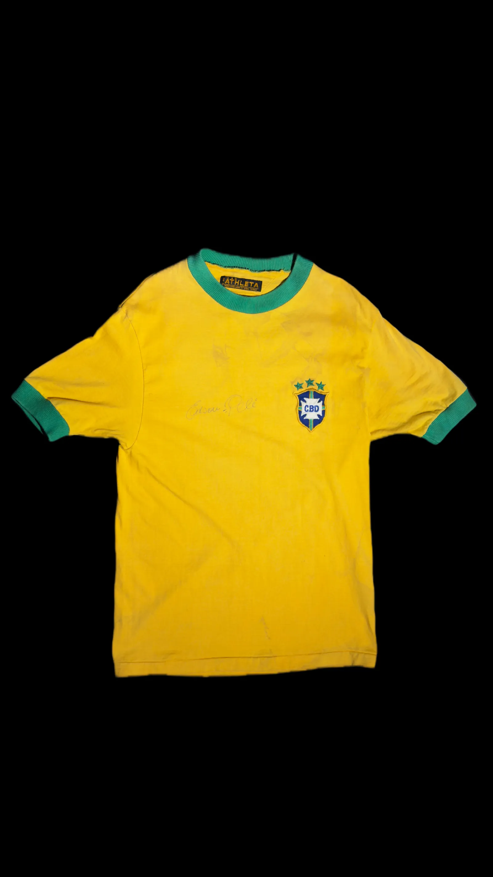 Pelé autógrafo – Camisa Brasil 1971 usada, Pelé