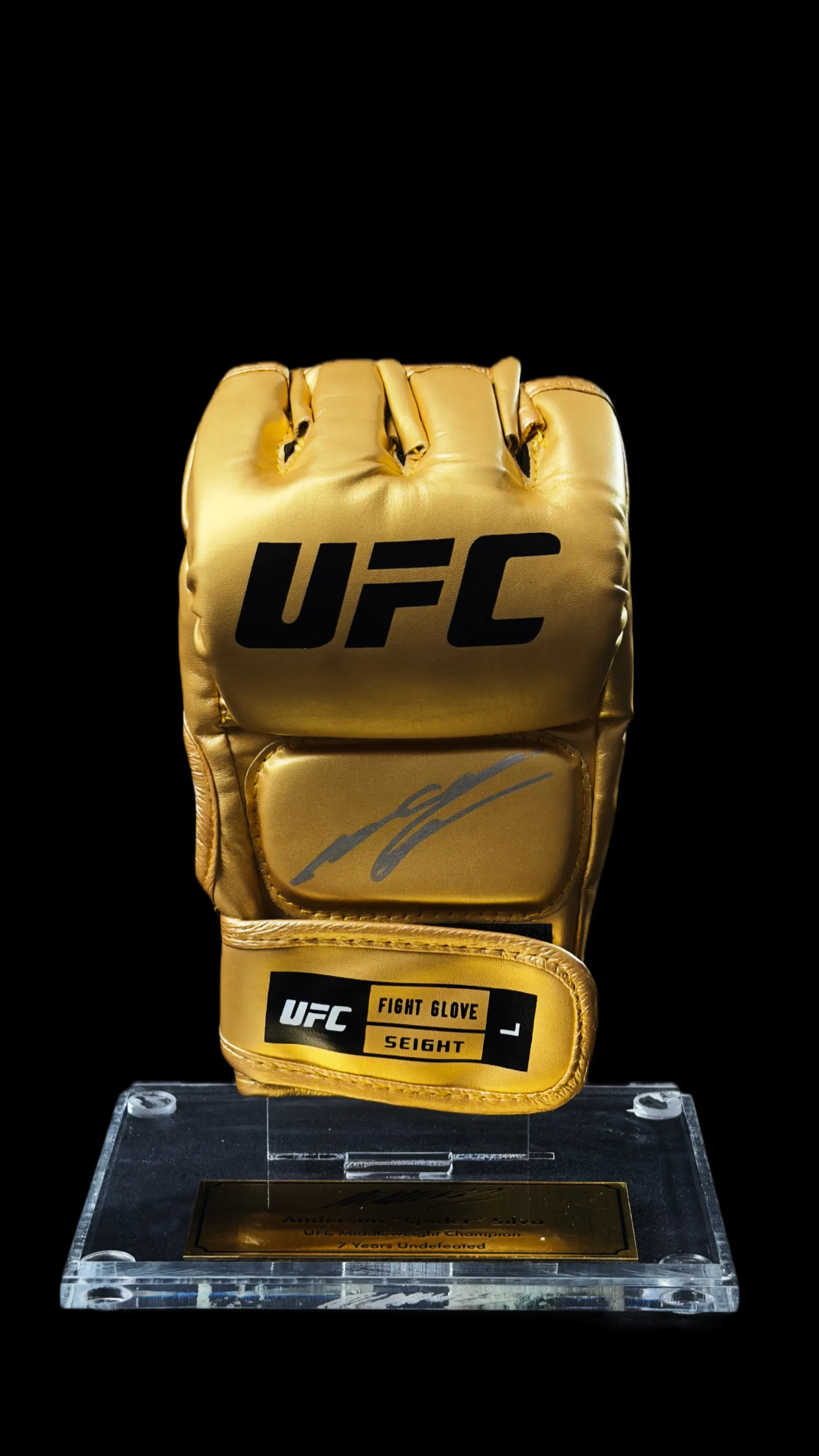 Anderson Silva autógrafo – luva UFC dourada, Anderson Silva