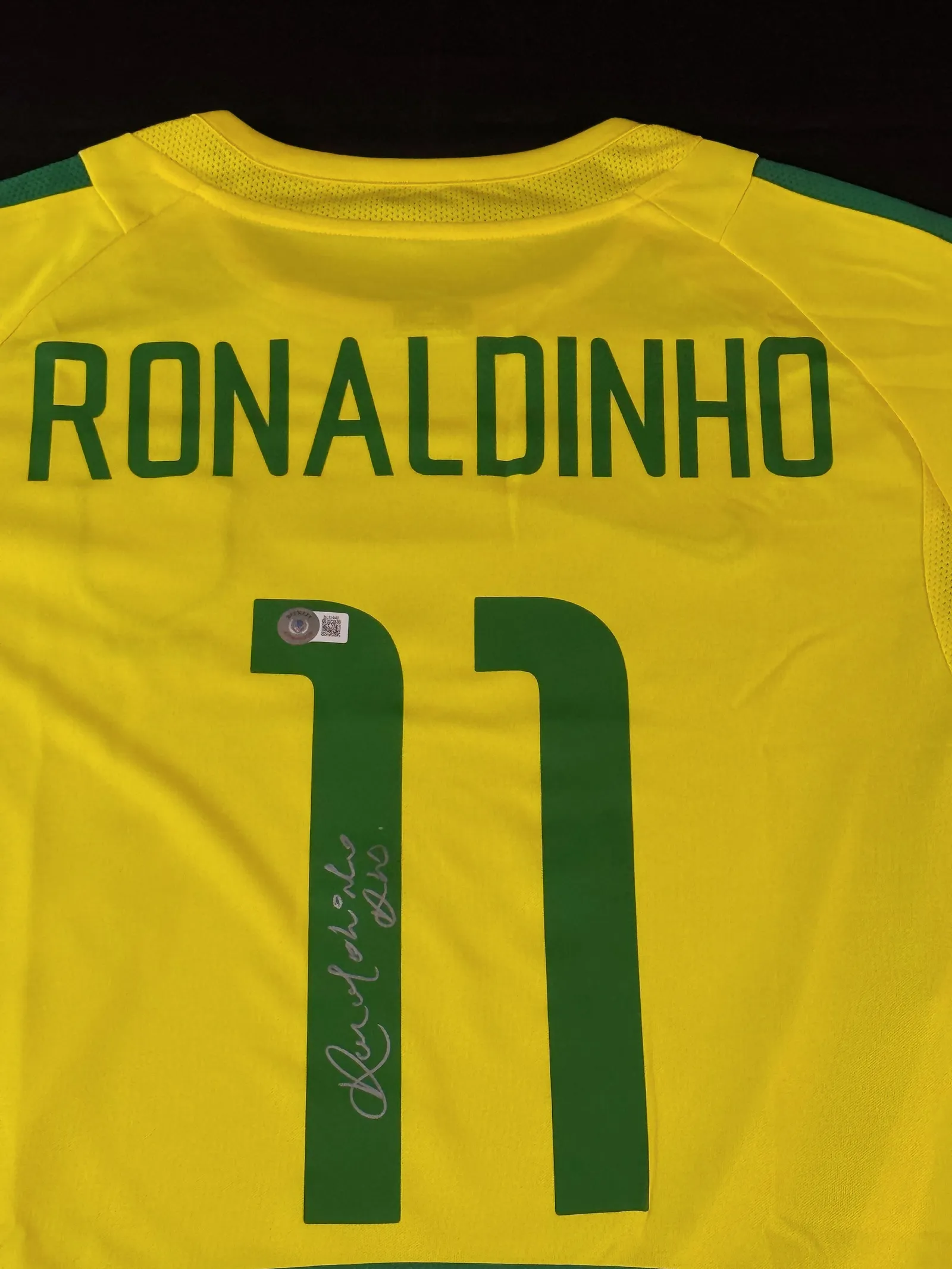 Ronaldinho Gaúcho, "O Bruxo" autógrafo – camisa amarela Seleção do Brasil, Ronaldinho Gaúcho