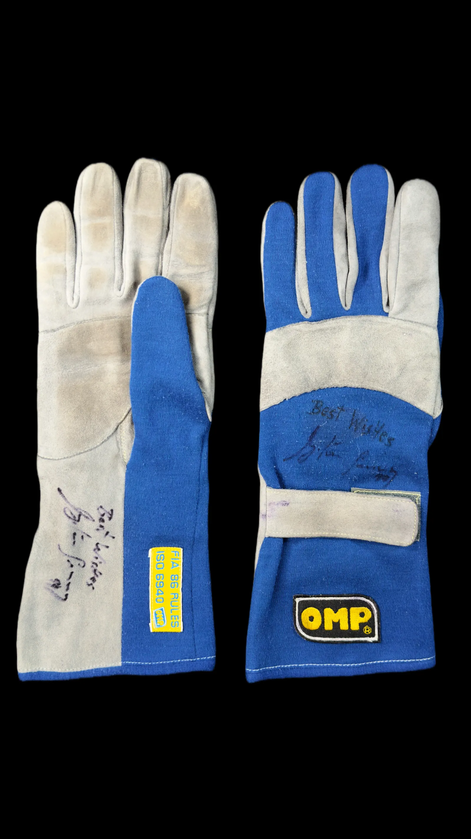Ayrton Senna autógrafo – Par de luvas OMP Fórmula 1, Ayrton Senna