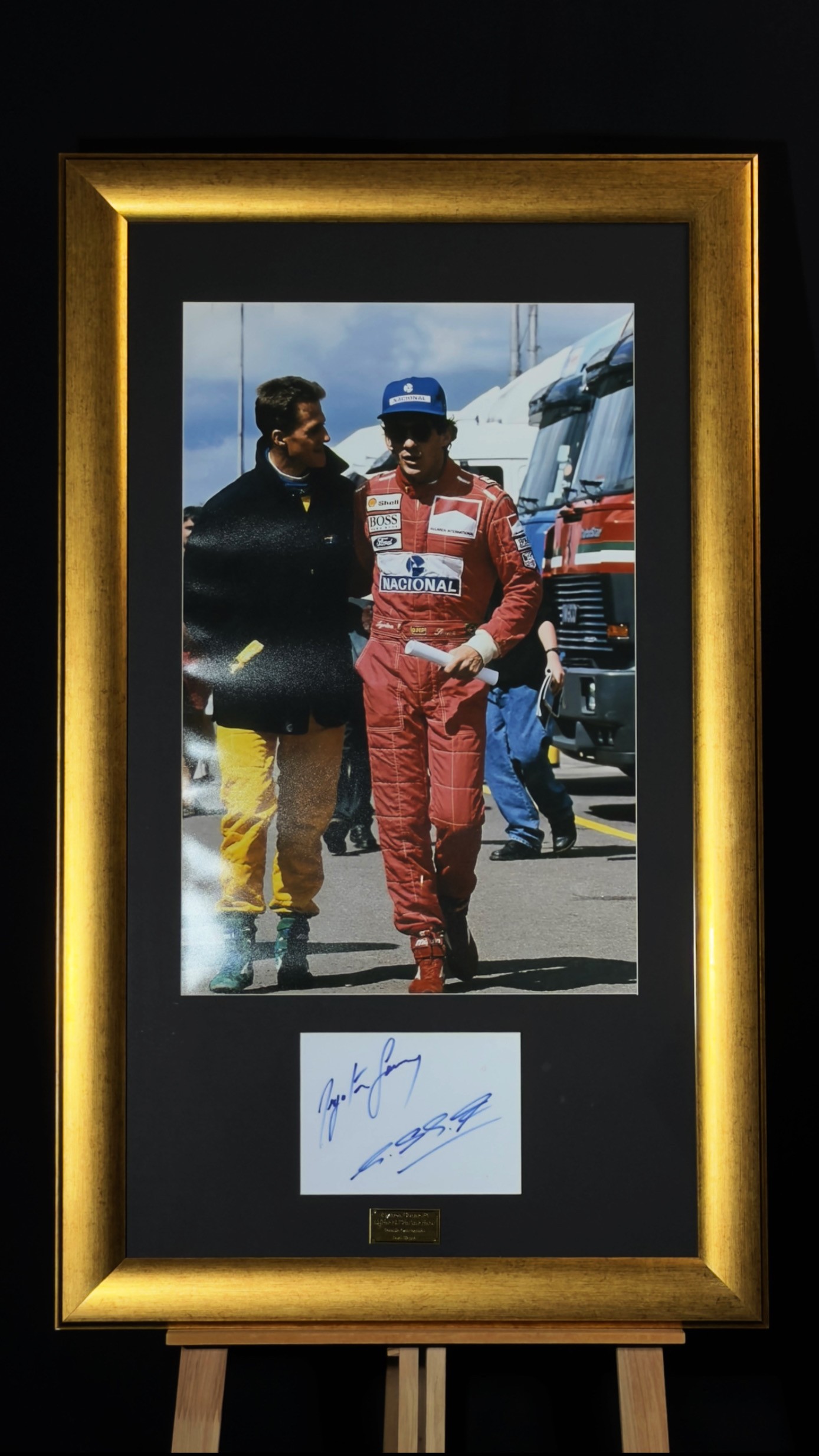Ayrton Senna e Michael Schumacher autógrafos – quadro Fórmula 1, Ayrton Senna e Michael Schumacher