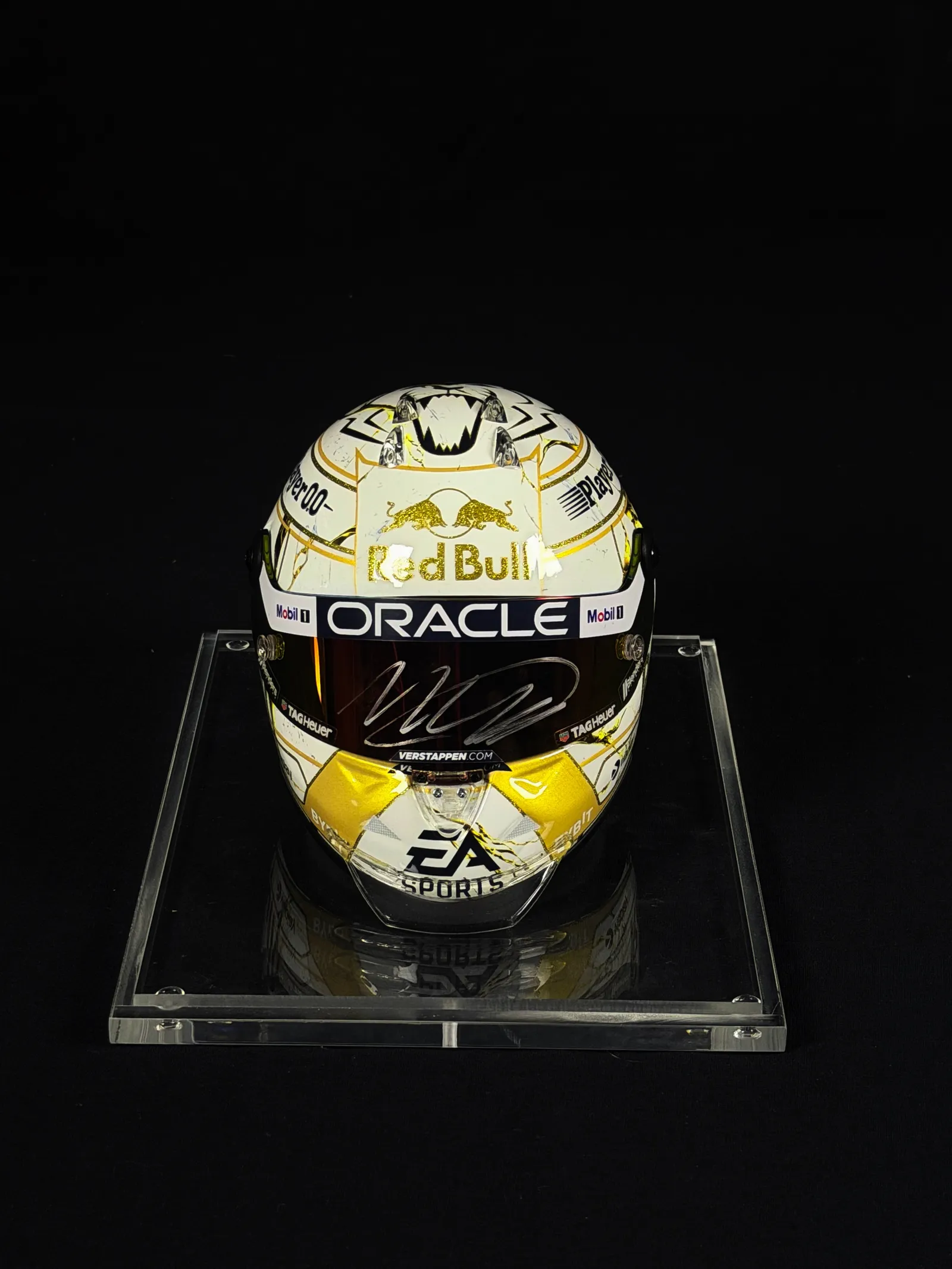 Max Verstappen autógrafo – viseira mini capacete Red Bull, F1 Authentics, Max Verstappen