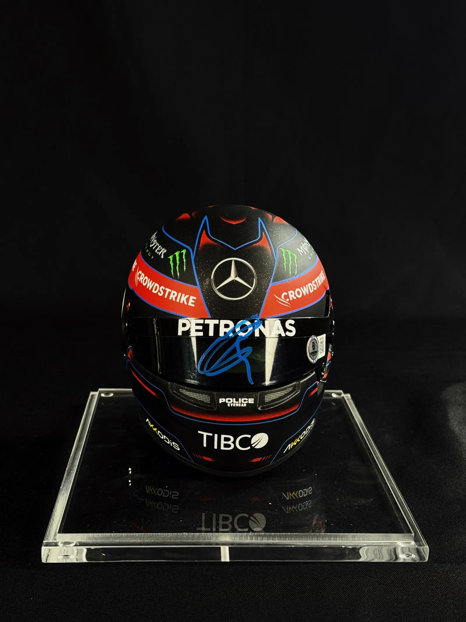 George Russell autógrafo – viseira mini capacete, George Russell