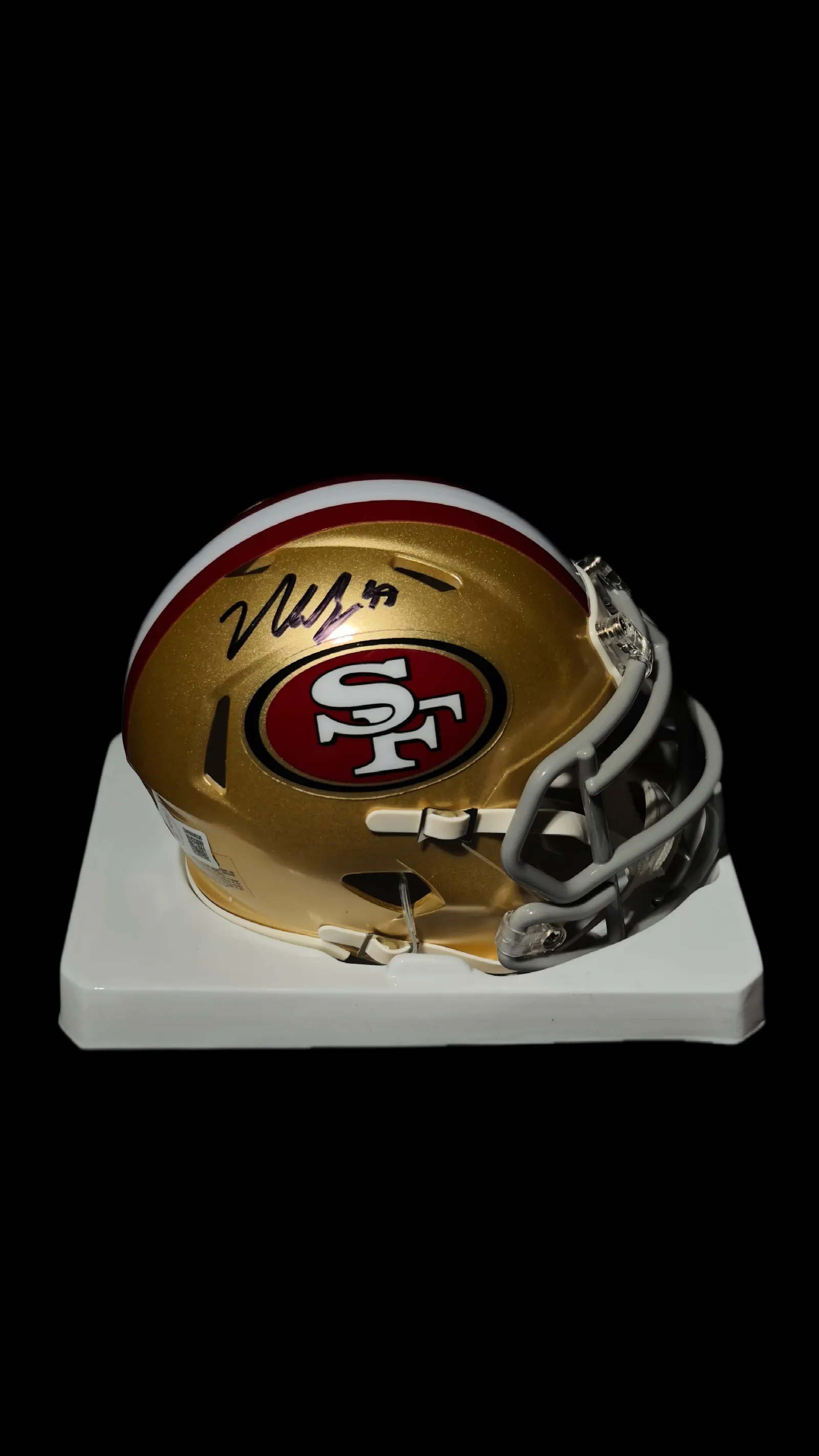 Nick Bosa – mini capacete San Francisco 49ers Riddell Speed autografado, Nick Bosa