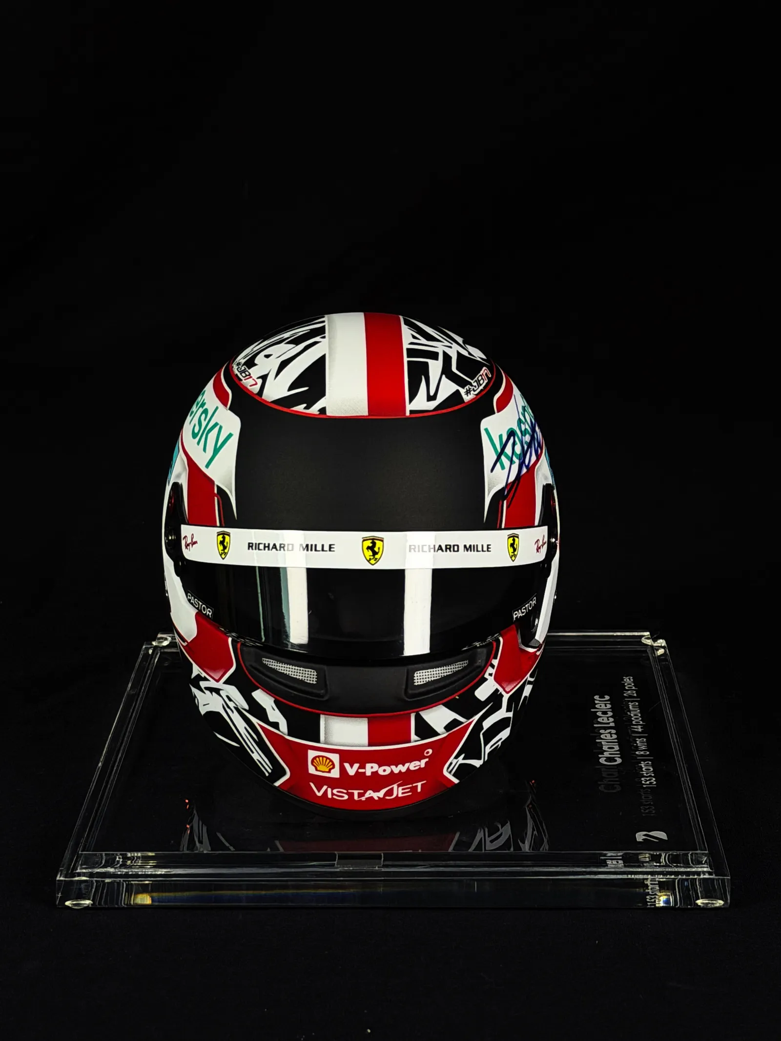 Charles Leclerc autógrafo – mini capacete Ferrari, Charles Leclerc