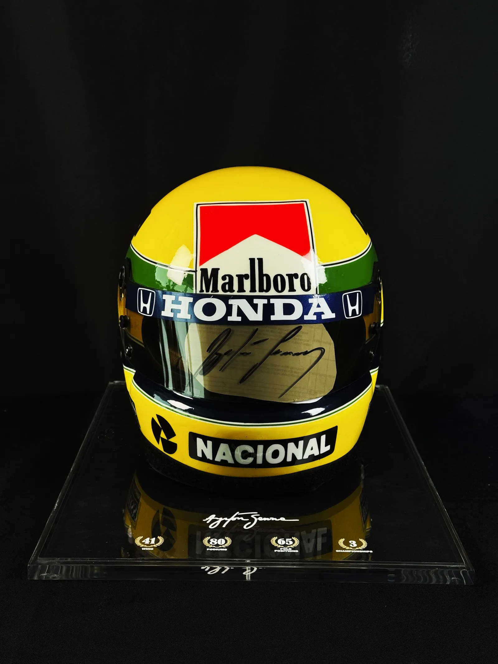 Ayrton Senna autógrafo – viseira capacete McLaren, Ayrton Senna