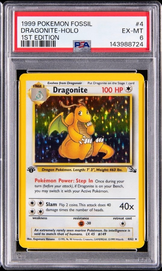 Dragonite Holo 1st Edition PSA 6 – Fossil 1999, Dragonite