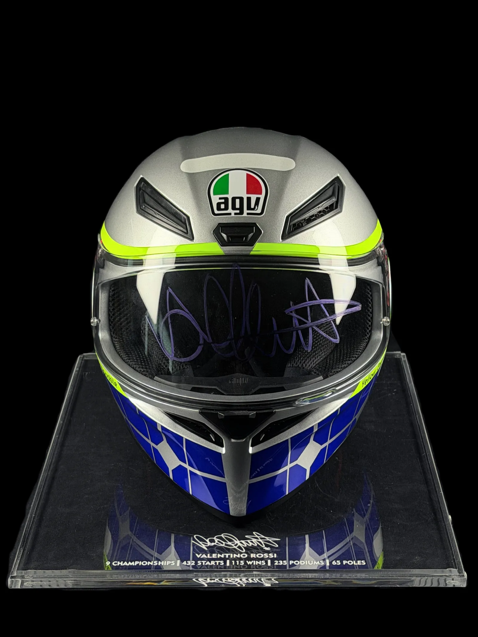 Valentino Rossi autógrafo – viseira "Capacete VR46 Grid / Race Data Edition", Valentino Rossi