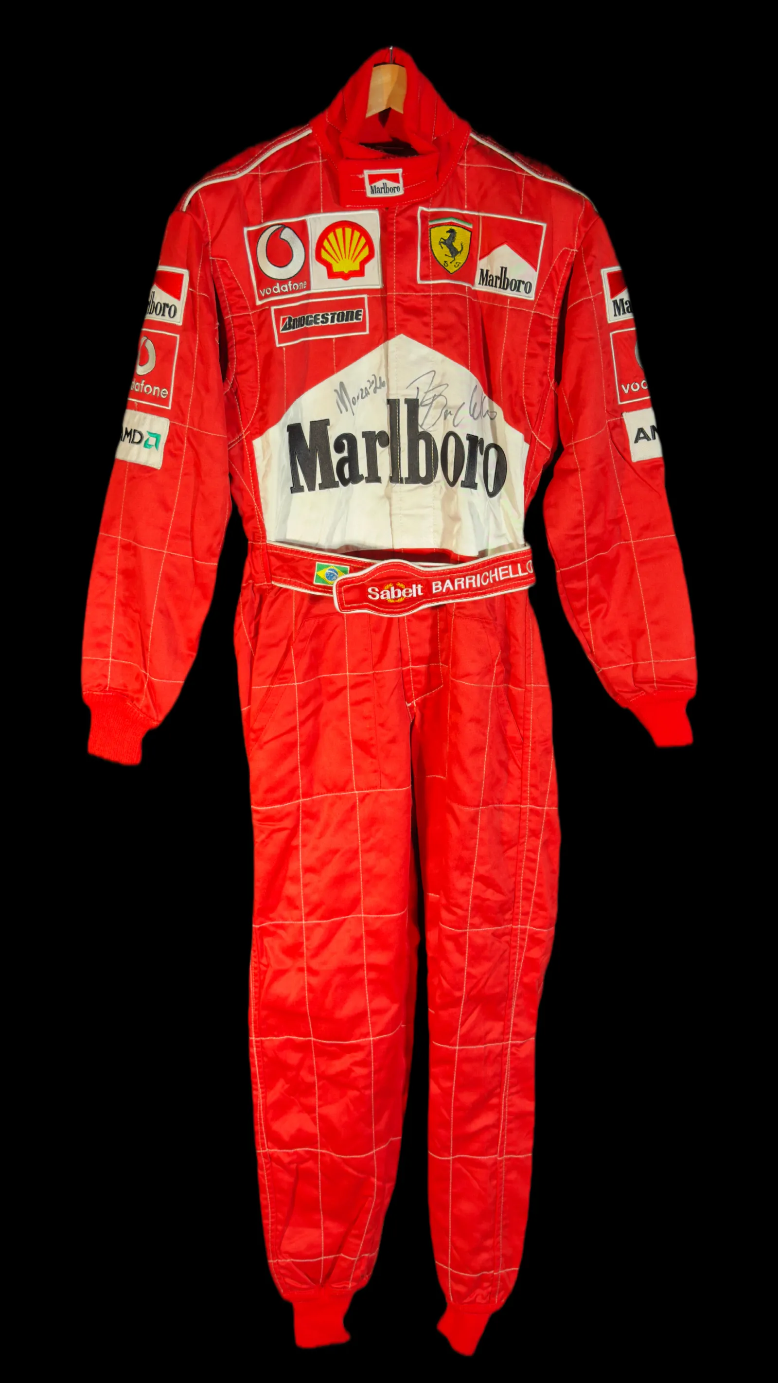 Rubens Barrichello autógrafo – Macacão Ferrari 2002, Rubens Barrichello