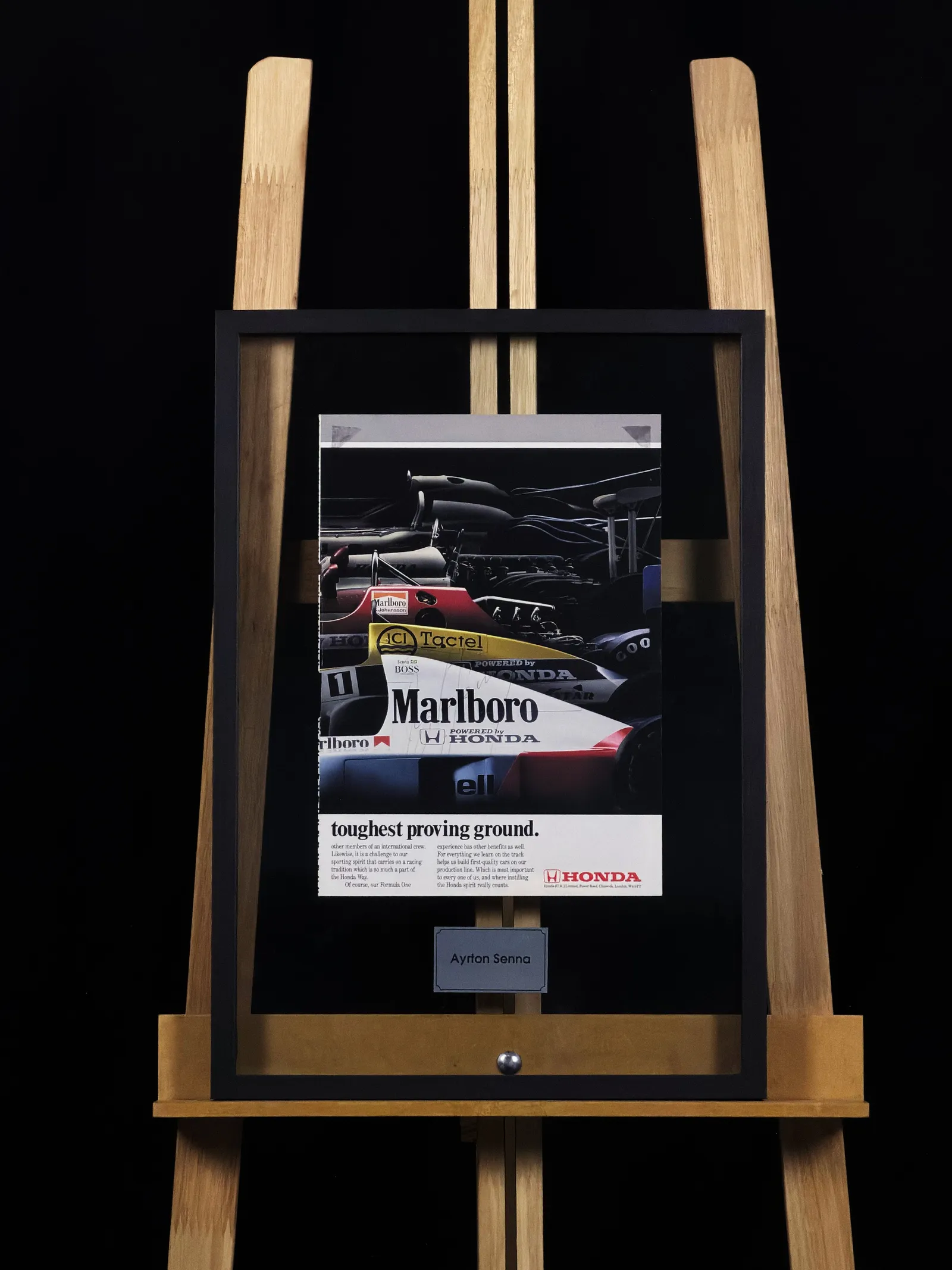 Ayrton Senna autógrafo – página original de revista McLaren Honda, Ayrton Senna