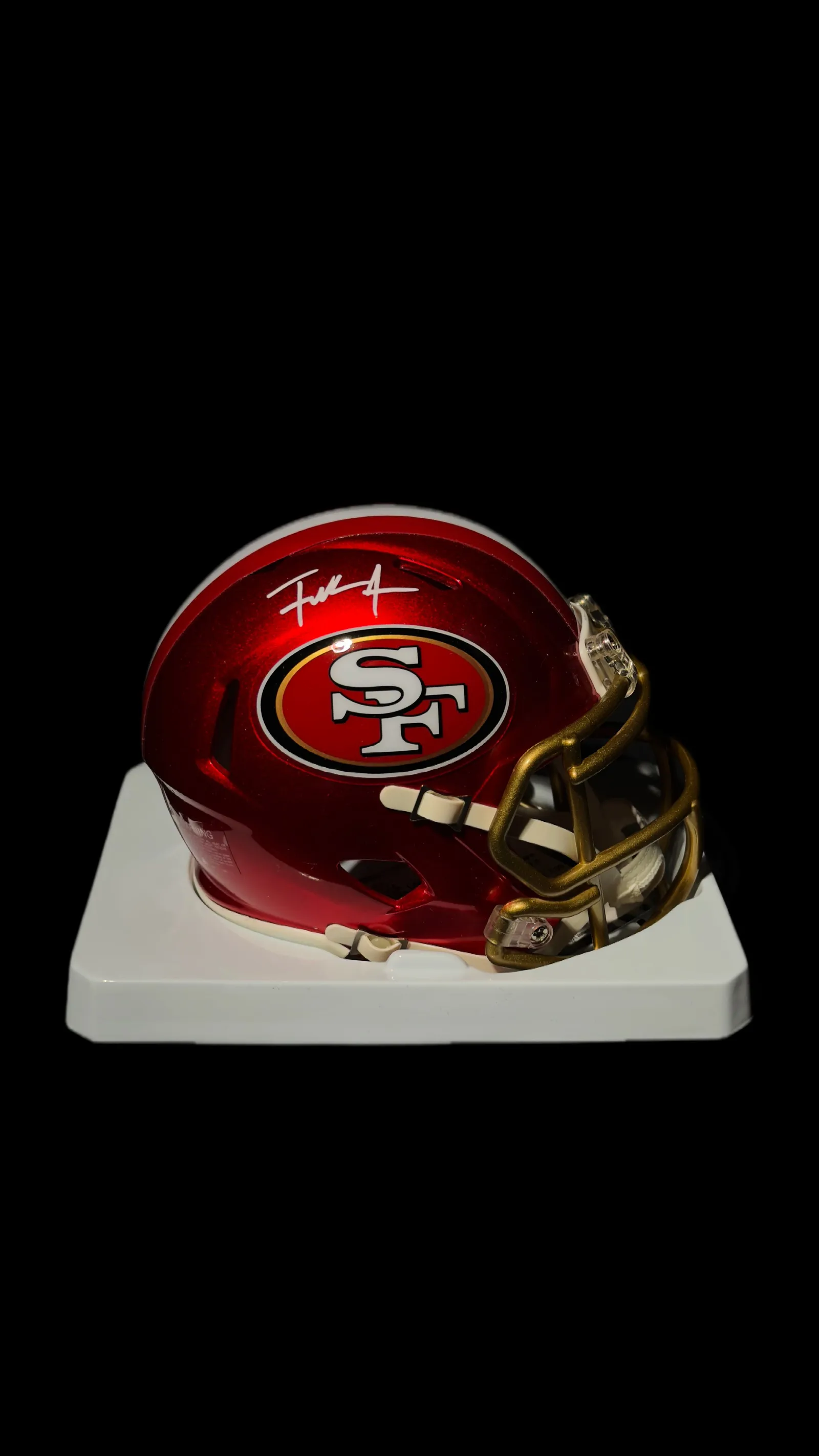 Frank Gore – mini capacete San Francisco 49ers Flash Riddell Speed autografado, Frank Gore