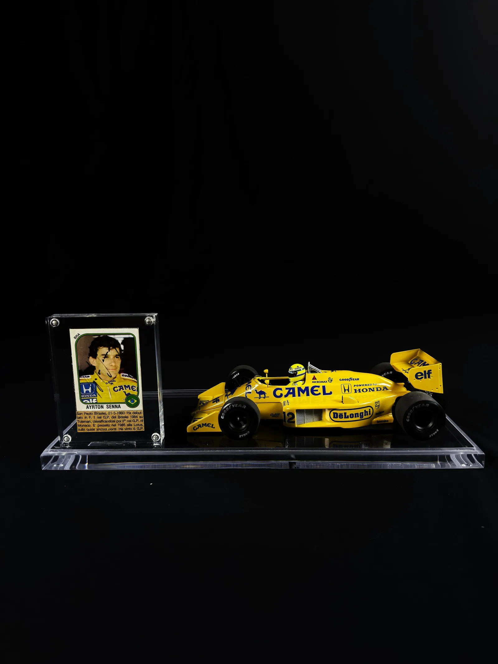 Ayrton Senna autógrafo em card Lotus 99T – 1987, Ayrton Senna