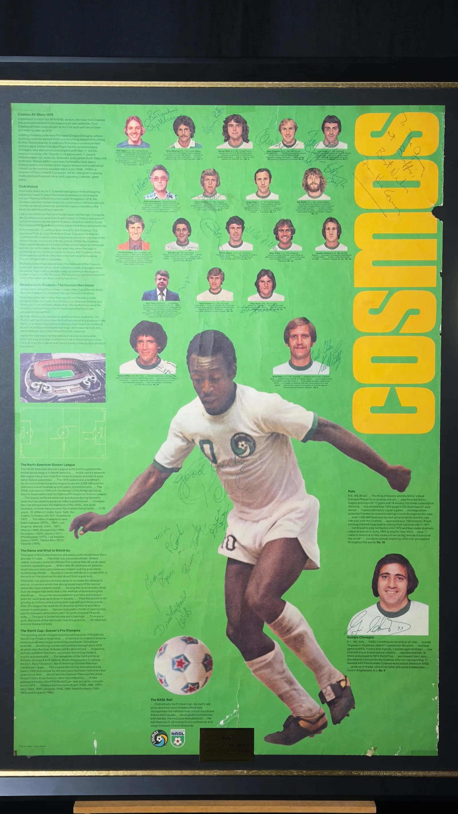 Pelé e elenco New York Cosmos autógrafos – pôster 1976, Pelé