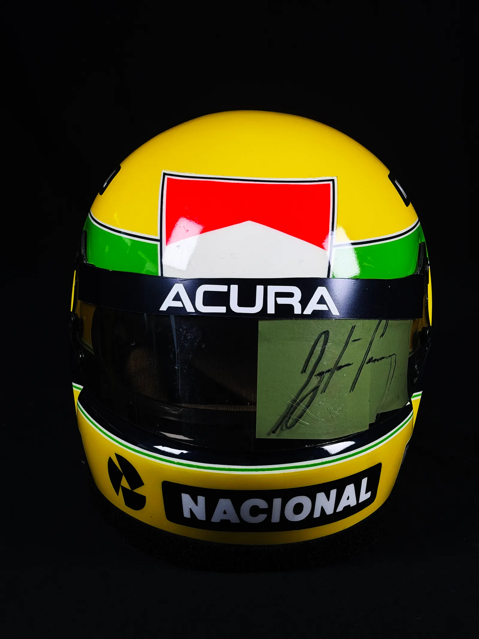 Ayrton Senna autógrafo – assinatura na viseira do capacete, Ayrton Senna