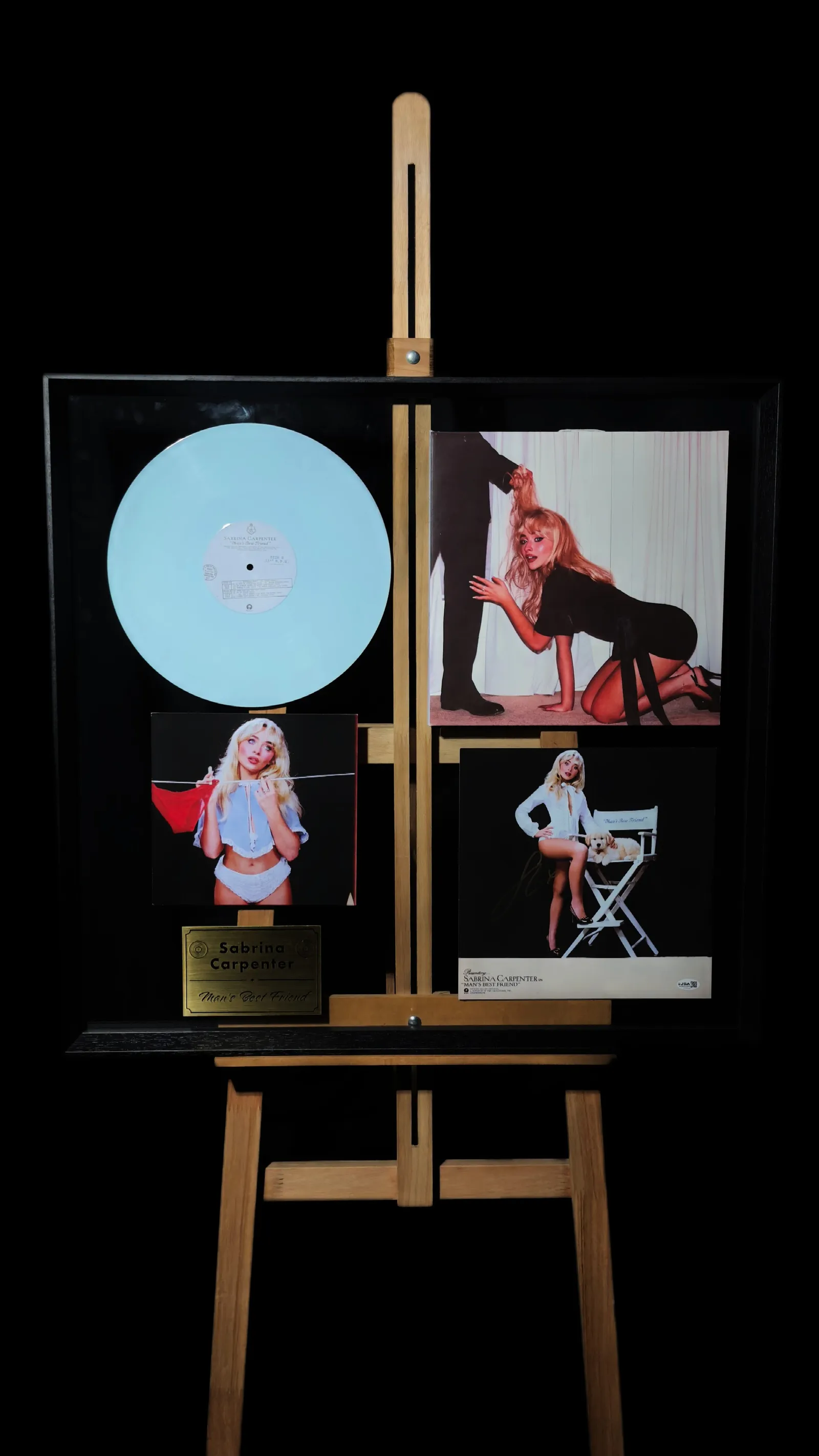 Sabrina Carpenter autógrafo – vinil enquadrado "Man's Best Friend" fotografia autografada, Sabrina Carpenter