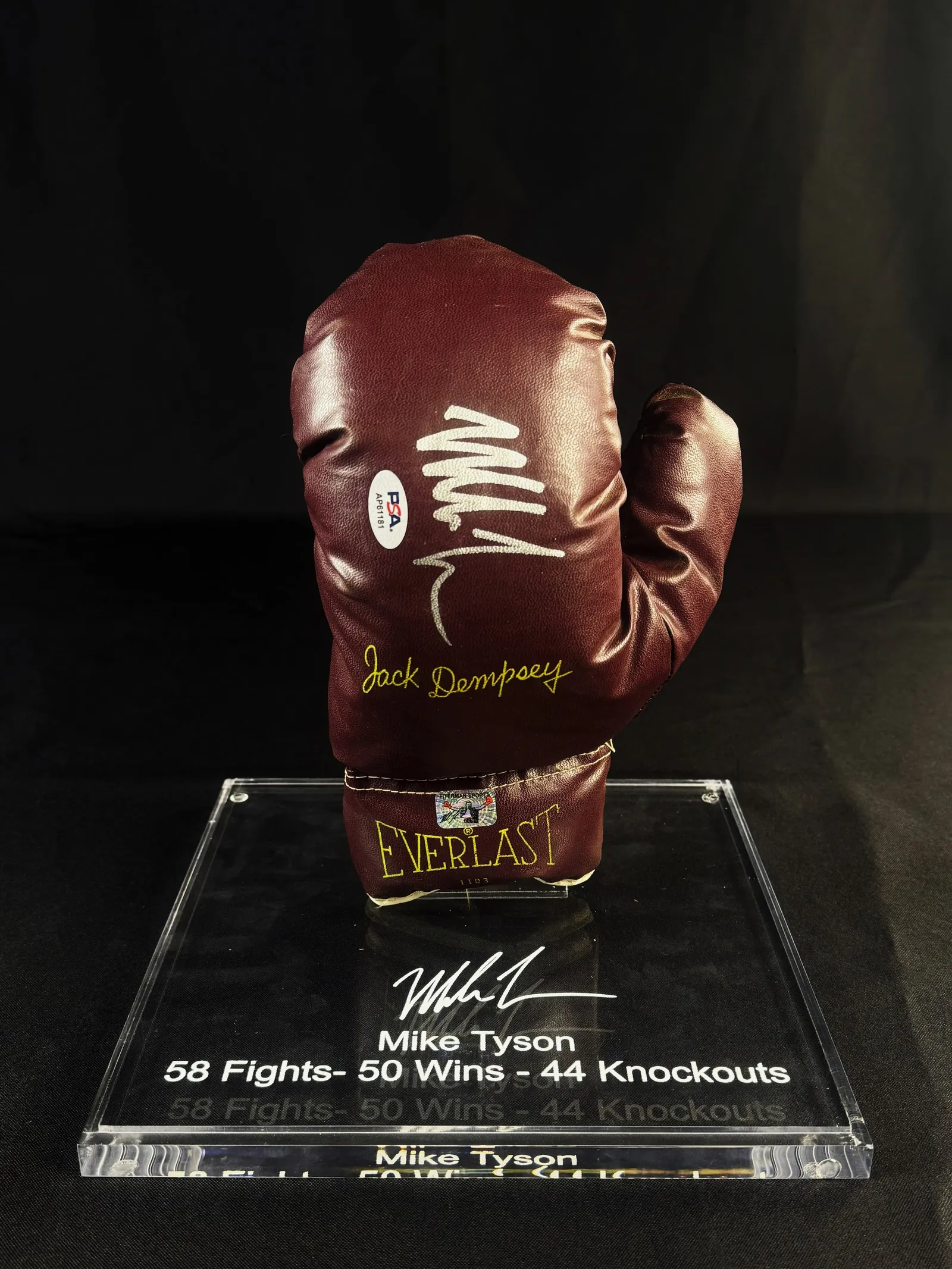 Mike Tyson autógrafo – luva de boxe Everlast, Jack Dempsey edição limitada, Mike Tyson