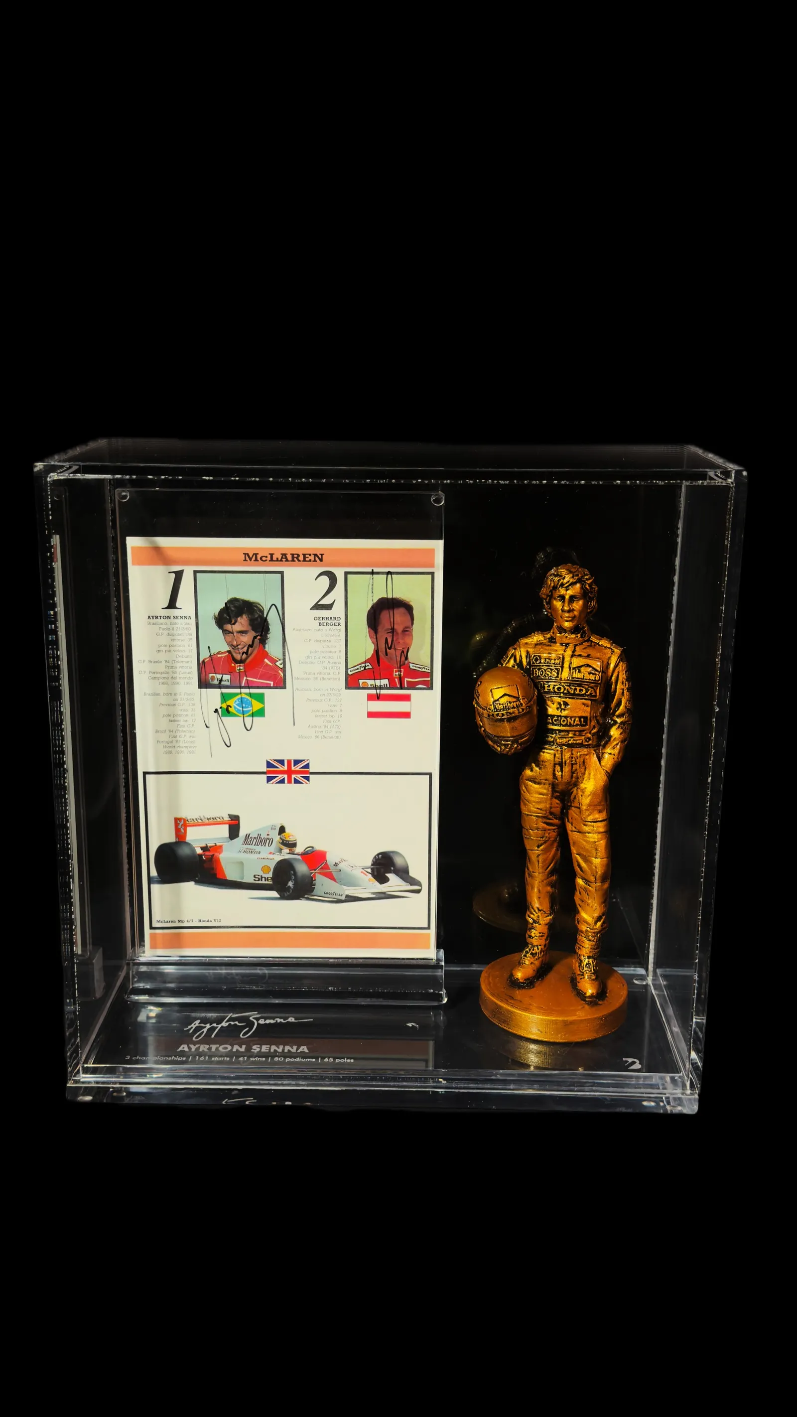 Ayrton Senna e Gerhard Berger – folha duplamente autografada, Ayrton Senna e Gerhard Berger