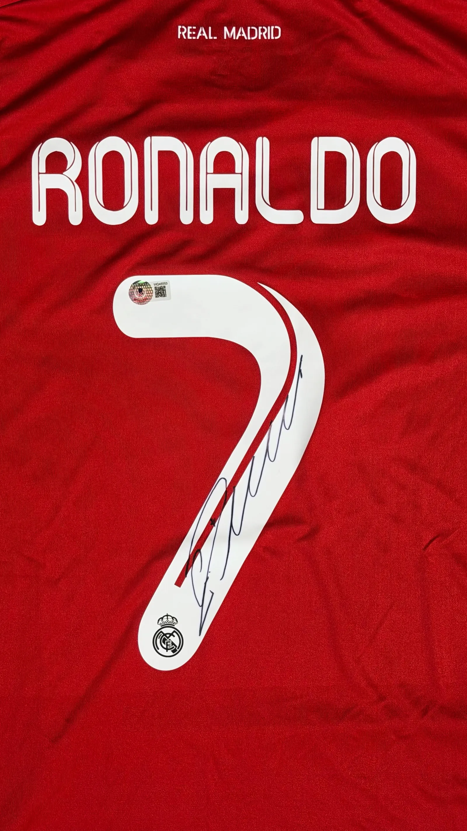 Cristiano Ronaldo autógrafo – camisa Real Madrid (vermelha), Cristiano Ronaldo