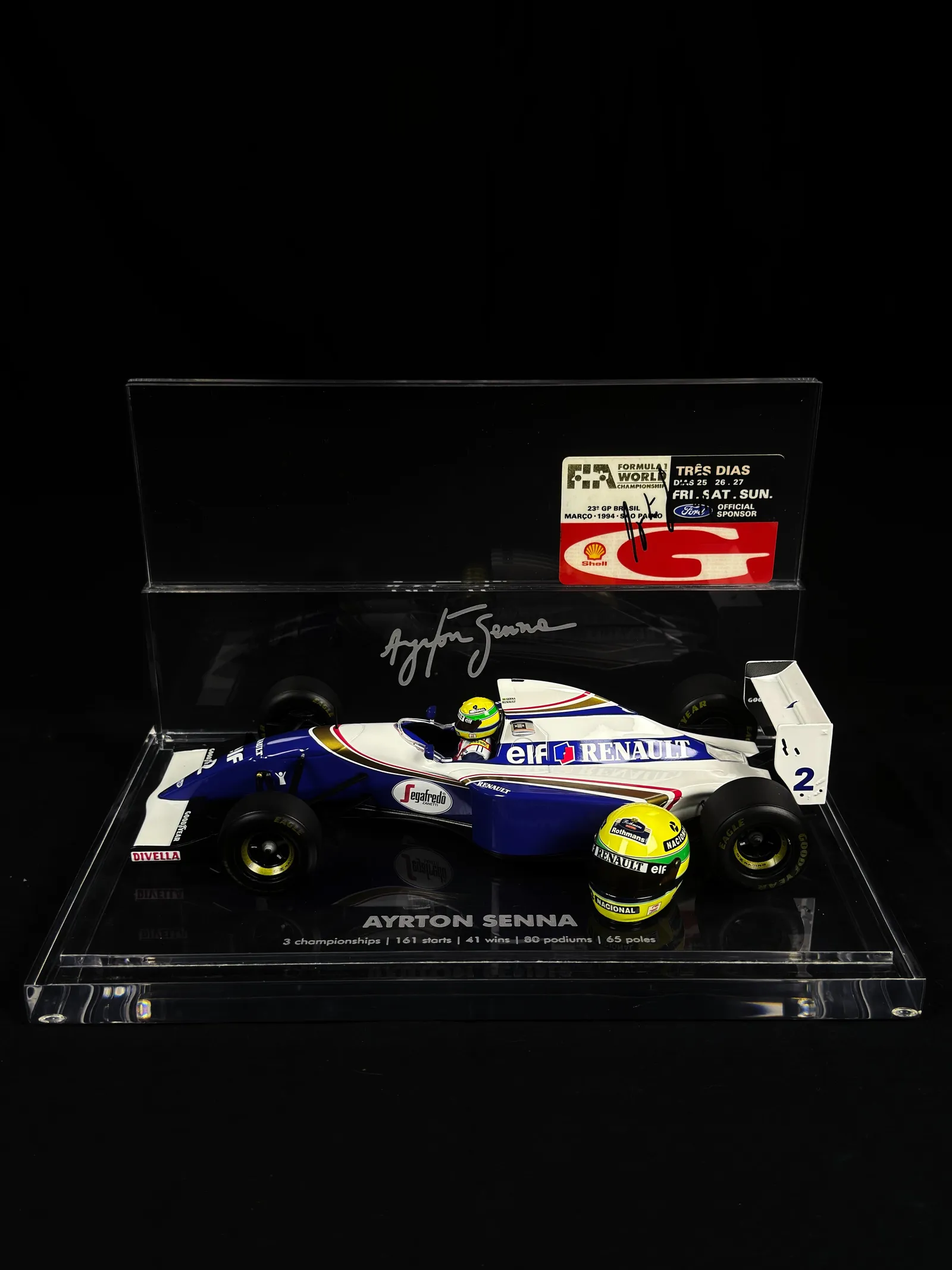 Ayrton Senna autógrafo – credencial oficial do GP do Brasil de 1994 assinada, Ayrton Senna