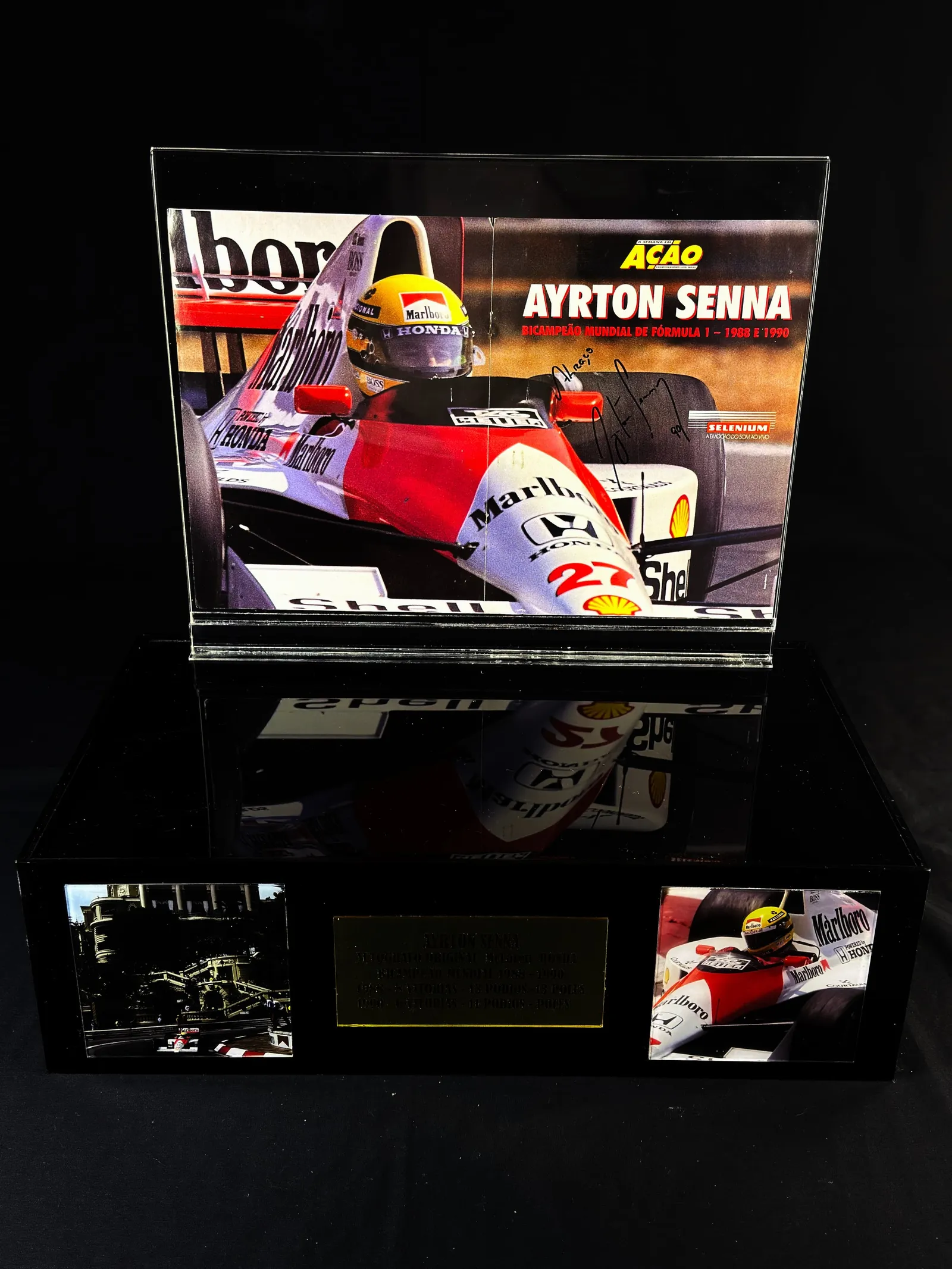 Ayrton Senna autógrafo – revista A Semana em Ação ano I nº10, pôster bicampeão mundial 1988–1990, Ayrton Senna